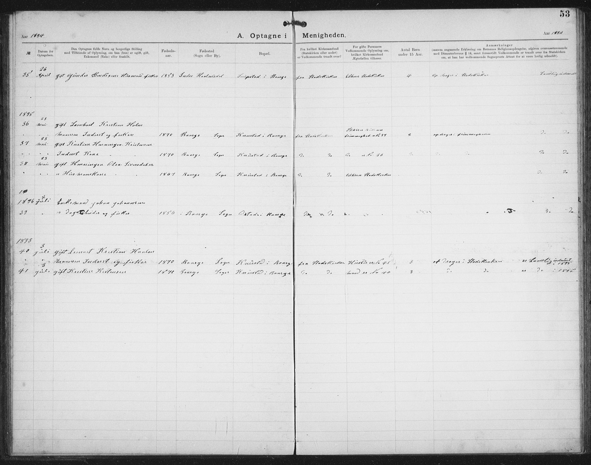 Ministerialprotokoller, klokkerbøker og fødselsregistre - Nordland, AV/SAT-A-1459/881/L1174: Dissenter register no. 881D01, 1891-1933, p. 53