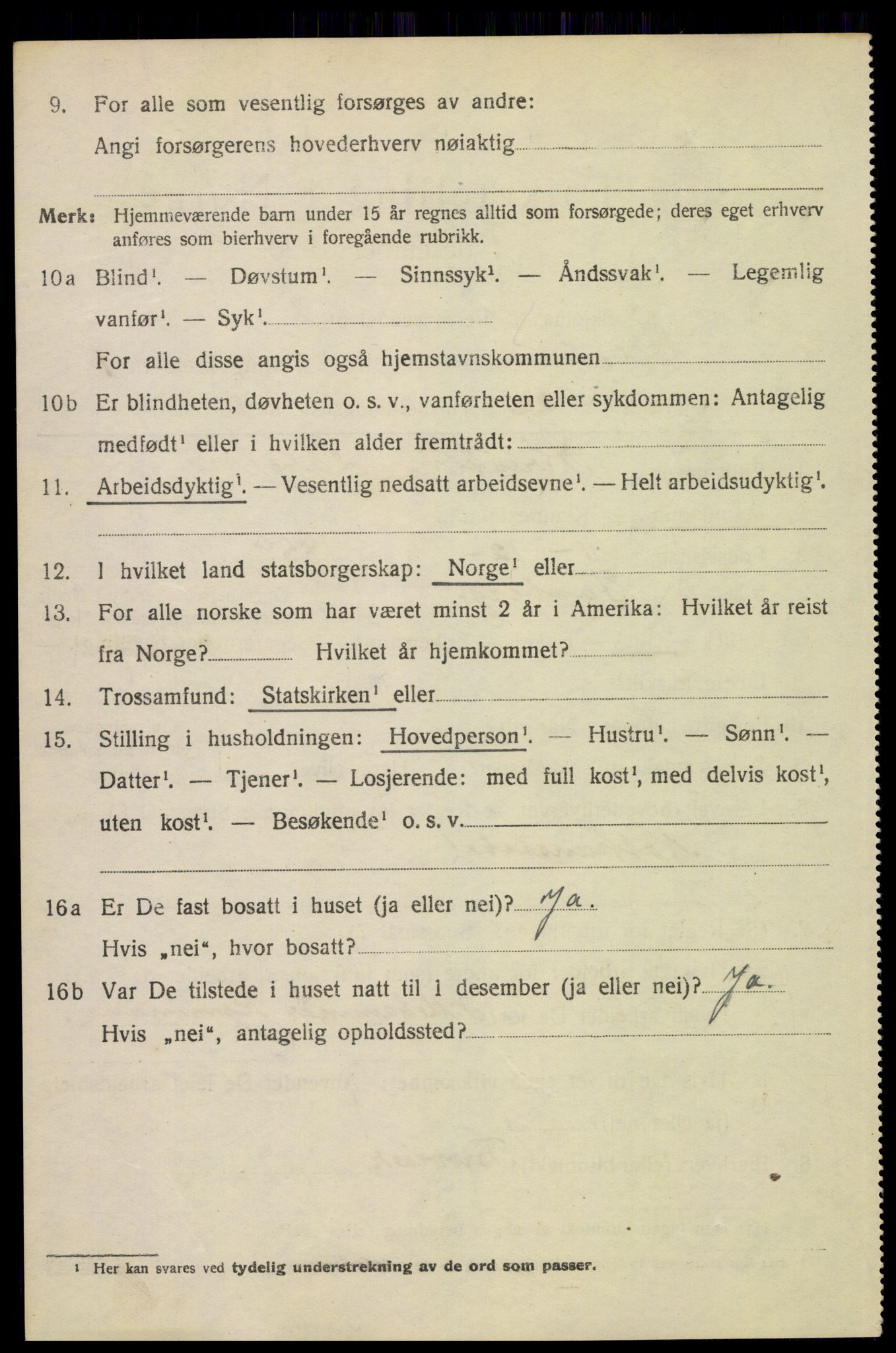 SAH, 1920 census for Lillehammer, 1920, p. 4145