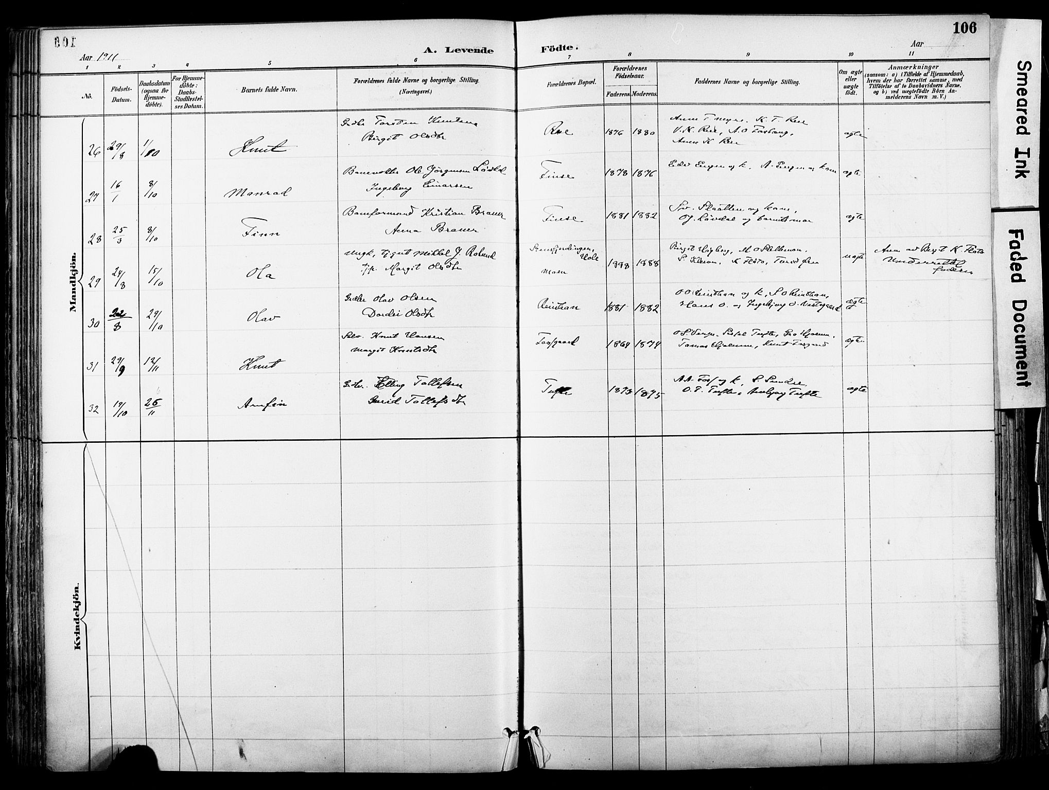 Hol kirkebøker, AV/SAKO-A-227/F/Fa/L0003: Parish register (official) no. I 3, 1887-1918, p. 106