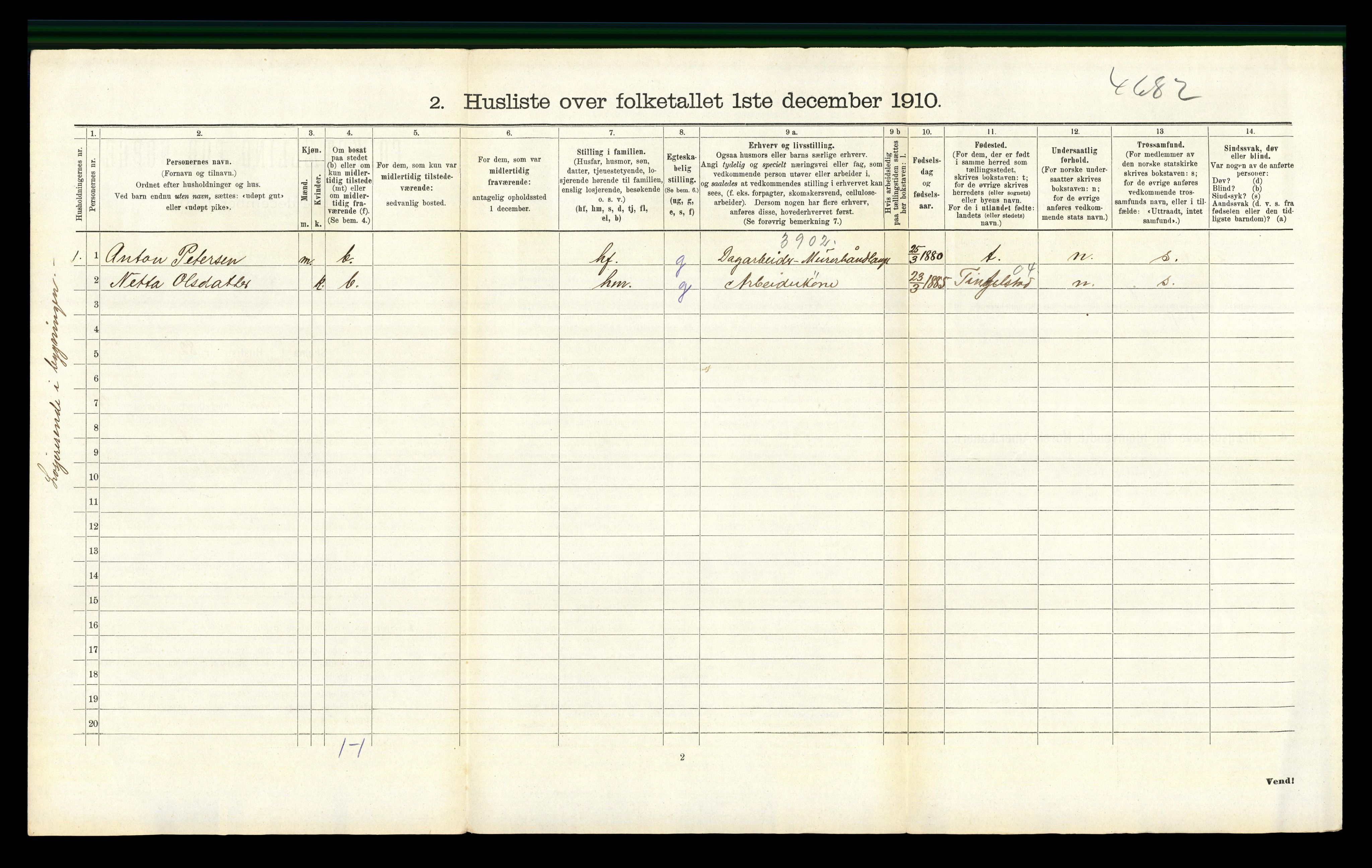 RA, 1910 census for Gran, 1910, p. 1432