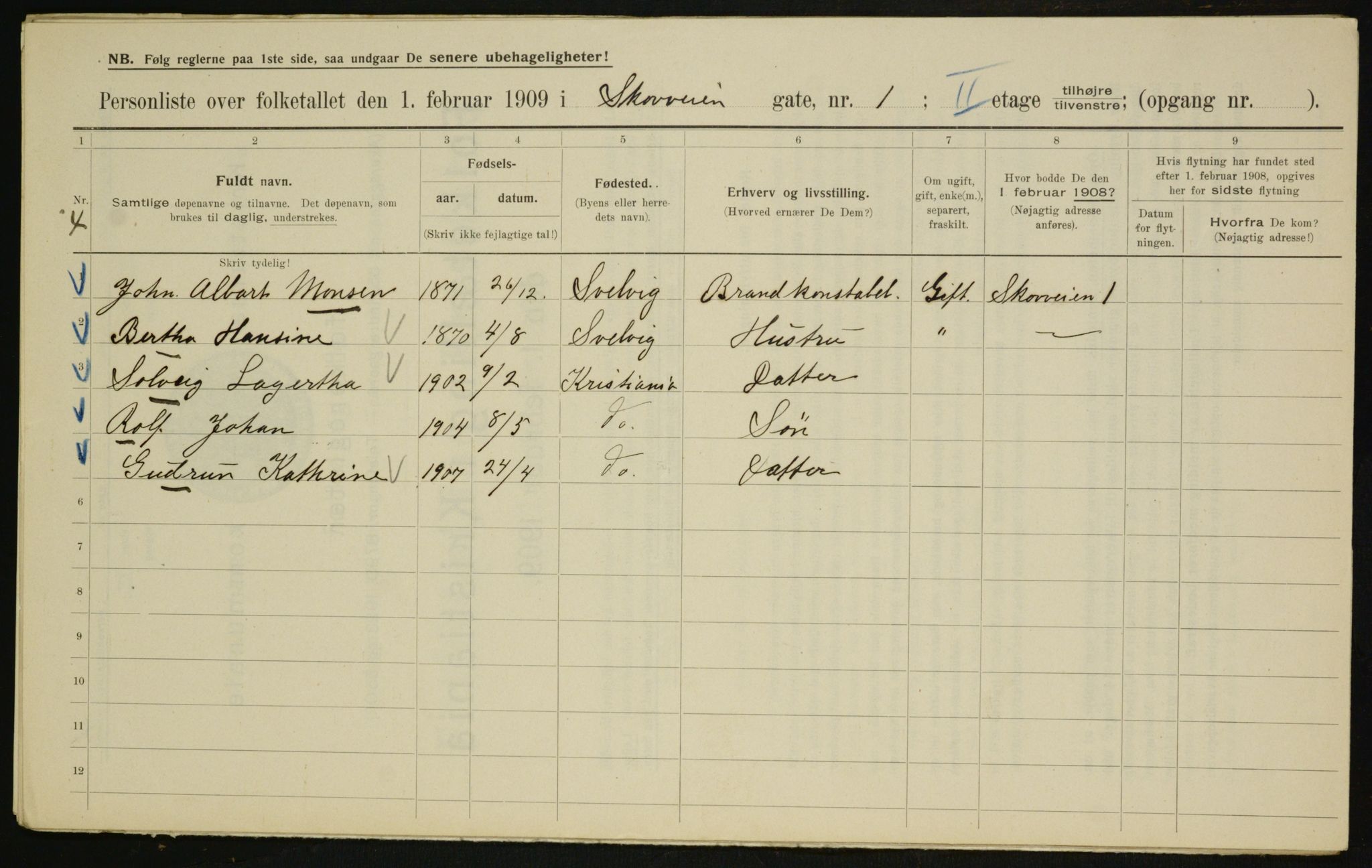 OBA, Municipal Census 1909 for Kristiania, 1909, p. 87402