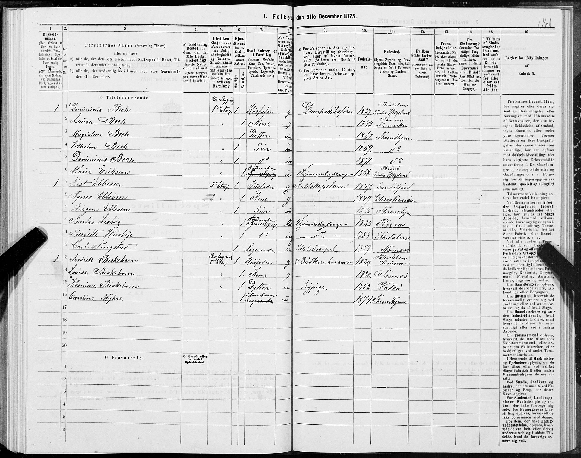 SAT, 1875 census for 1601 Trondheim, 1875, p. 11171
