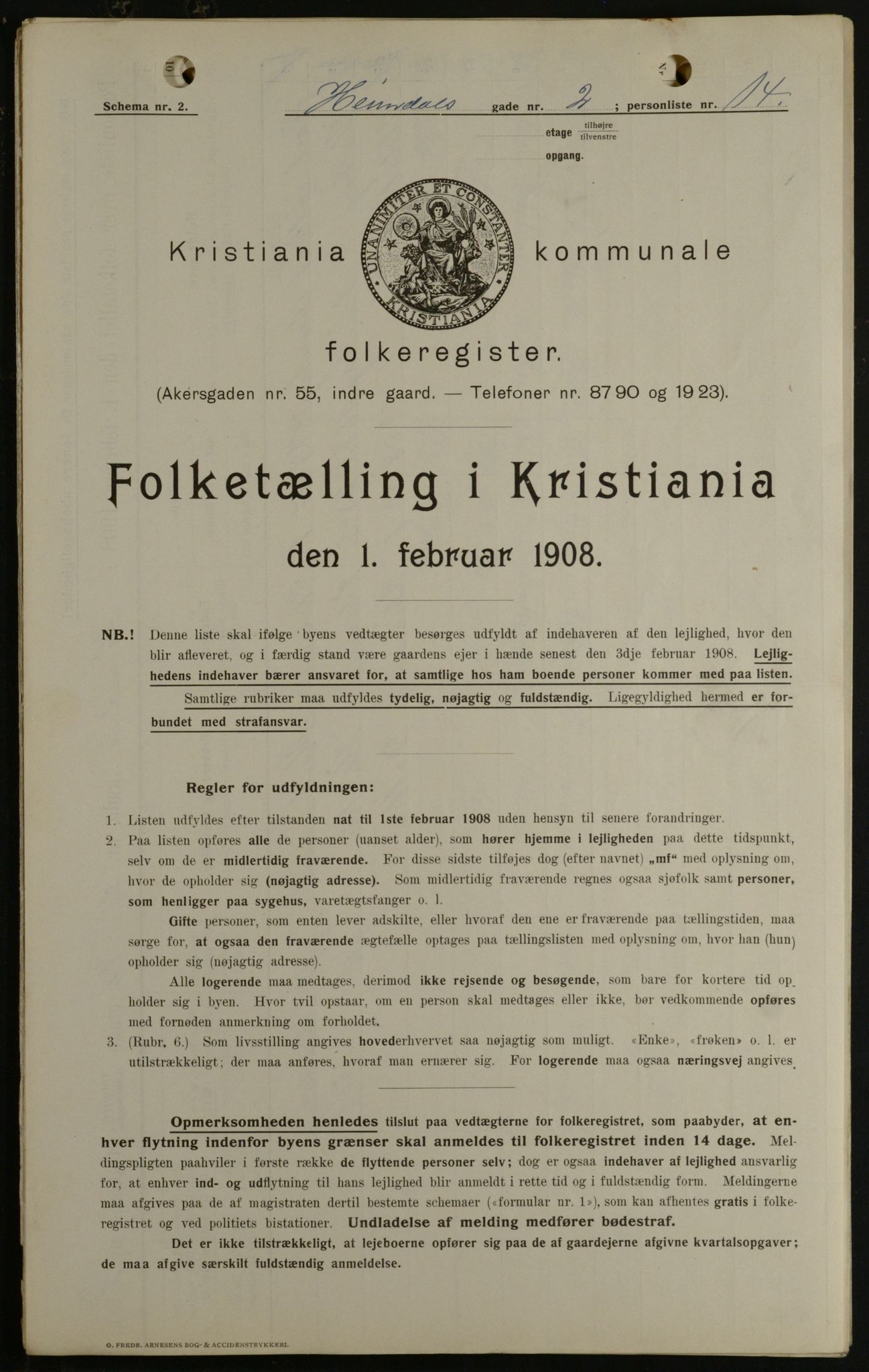 OBA, Municipal Census 1908 for Kristiania, 1908, p. 32917