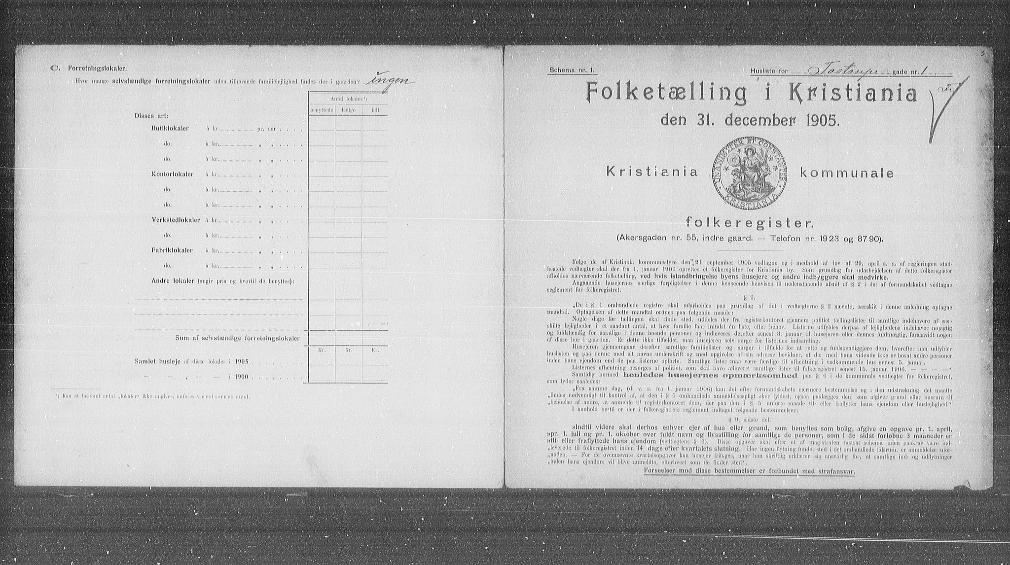 OBA, Municipal Census 1905 for Kristiania, 1905, p. 60476