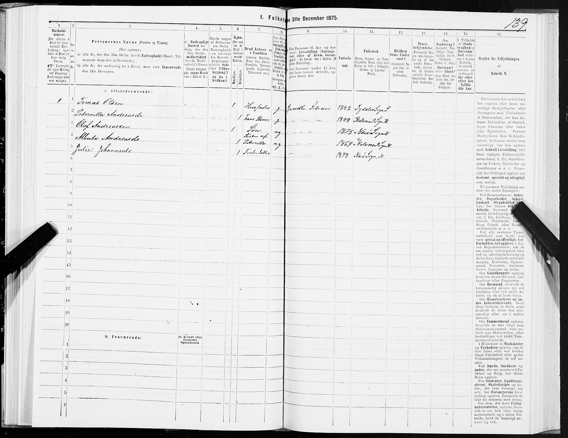 SAT, 1875 census for 1751P Nærøy, 1875, p. 2139