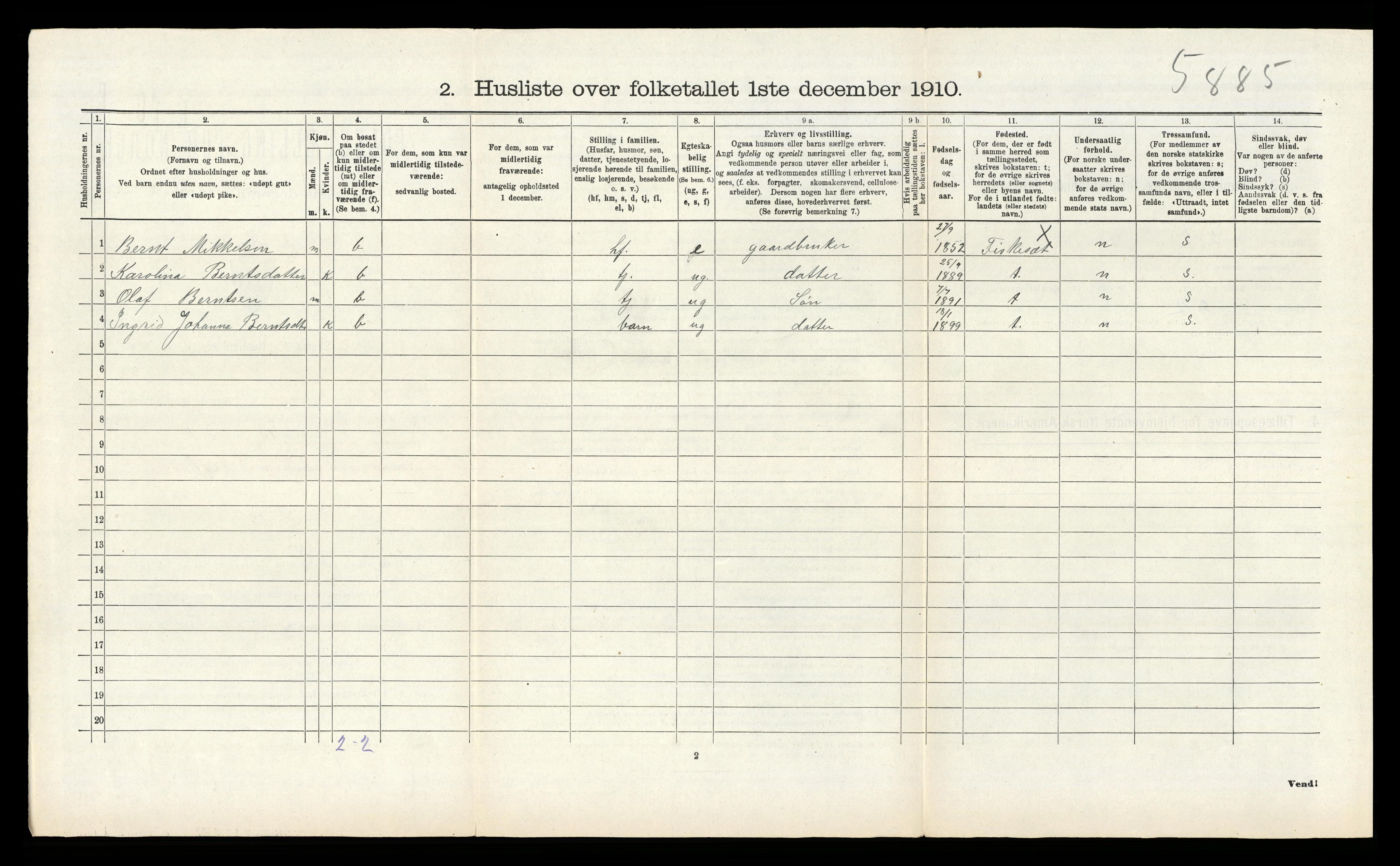 RA, 1910 census for Alversund, 1910, p. 907