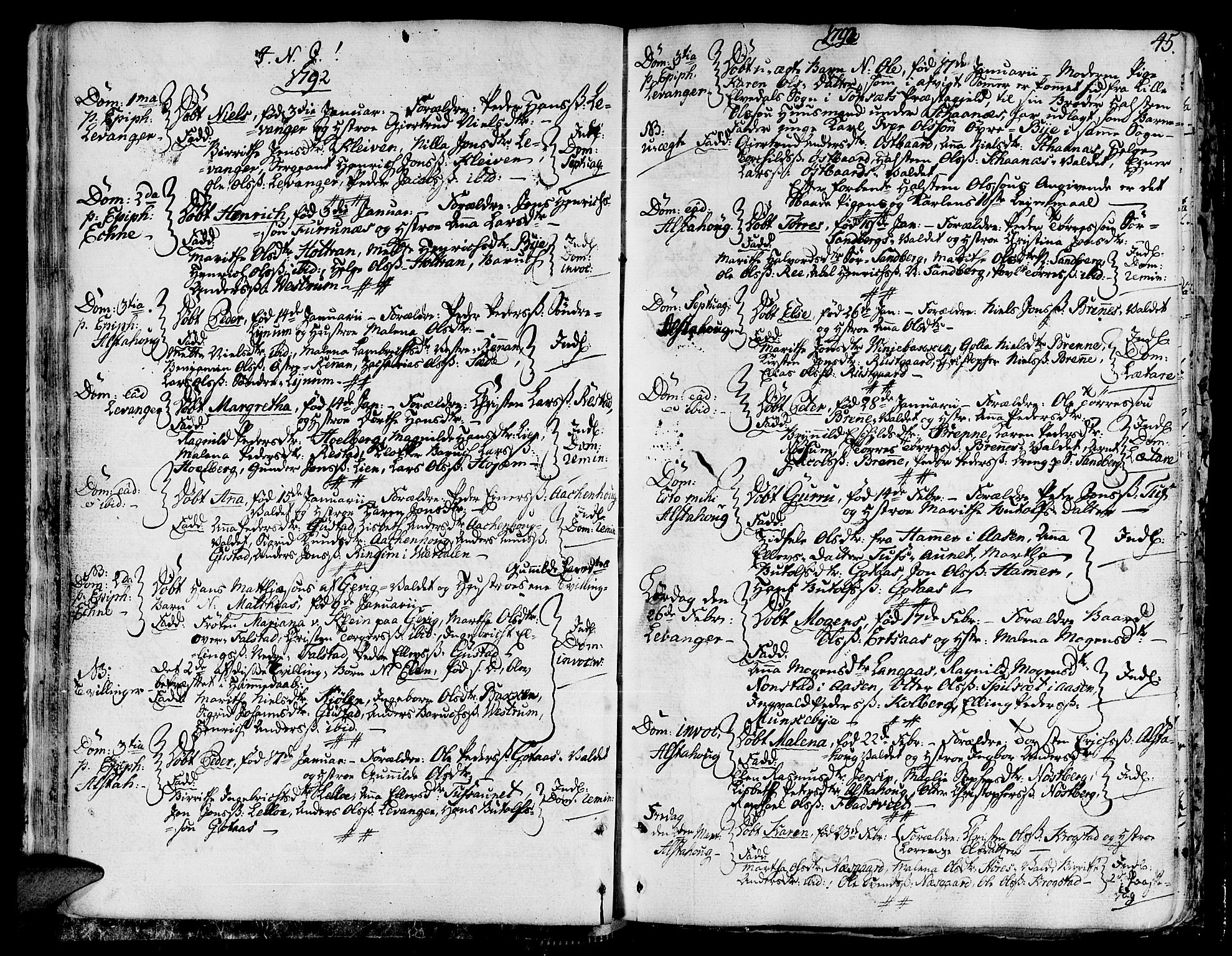 Ministerialprotokoller, klokkerbøker og fødselsregistre - Nord-Trøndelag, SAT/A-1458/717/L0142: Parish register (official) no. 717A02 /1, 1783-1809, p. 45