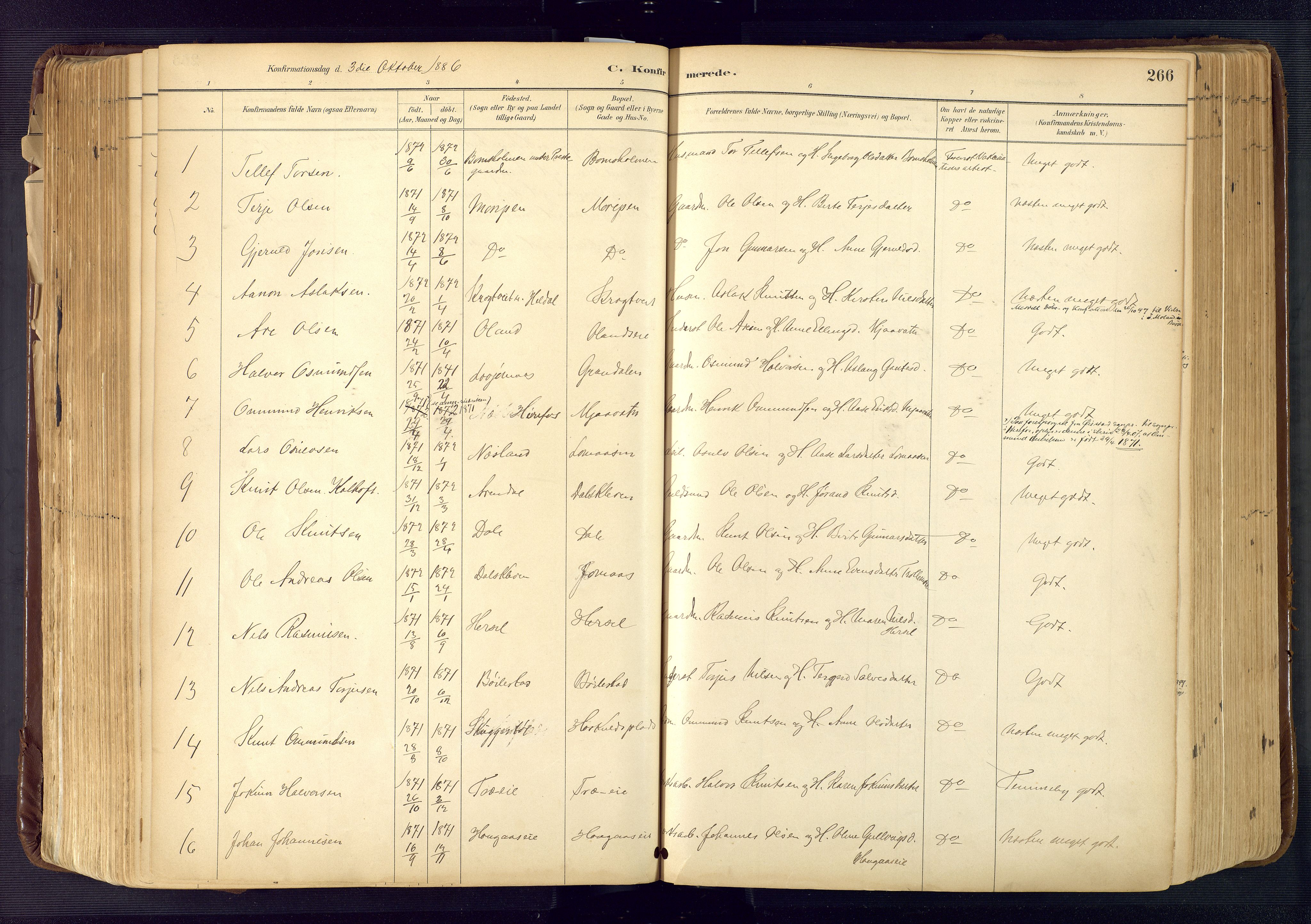 Froland sokneprestkontor, SAK/1111-0013/F/Fa/L0005: Parish register (official) no. A 5, 1882-1921, p. 266