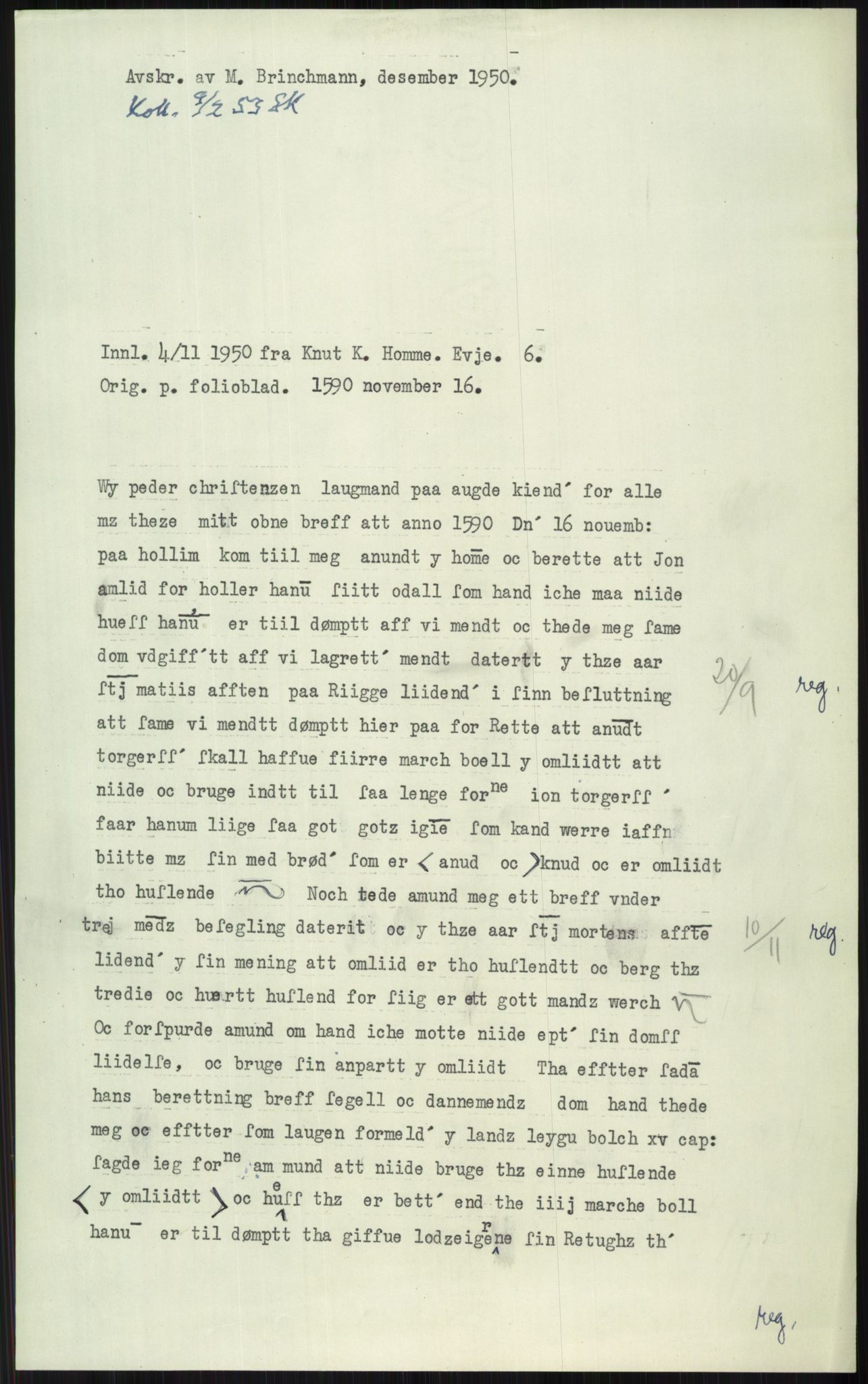 Samlinger til kildeutgivelse, Diplomavskriftsamlingen, AV/RA-EA-4053/H/Ha, p. 2815