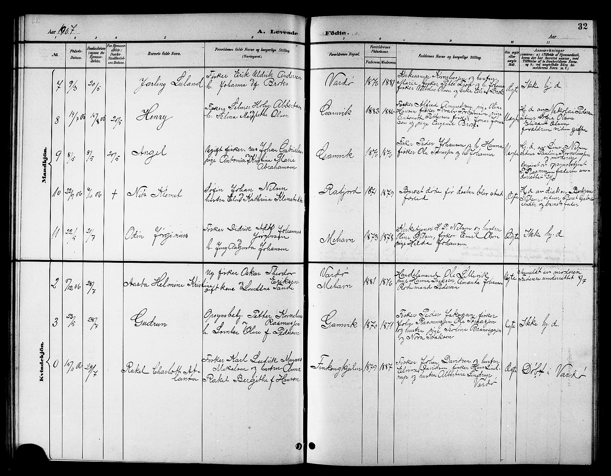 Tana sokneprestkontor, AV/SATØ-S-1334/H/Hb/L0006klokker: Parish register (copy) no. 6, 1892-1909, p. 32