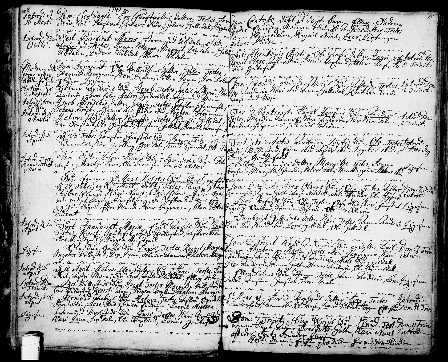 Drangedal kirkebøker, SAKO/A-258/F/Fa/L0001: Parish register (official) no. 1, 1697-1767, p. 14-15