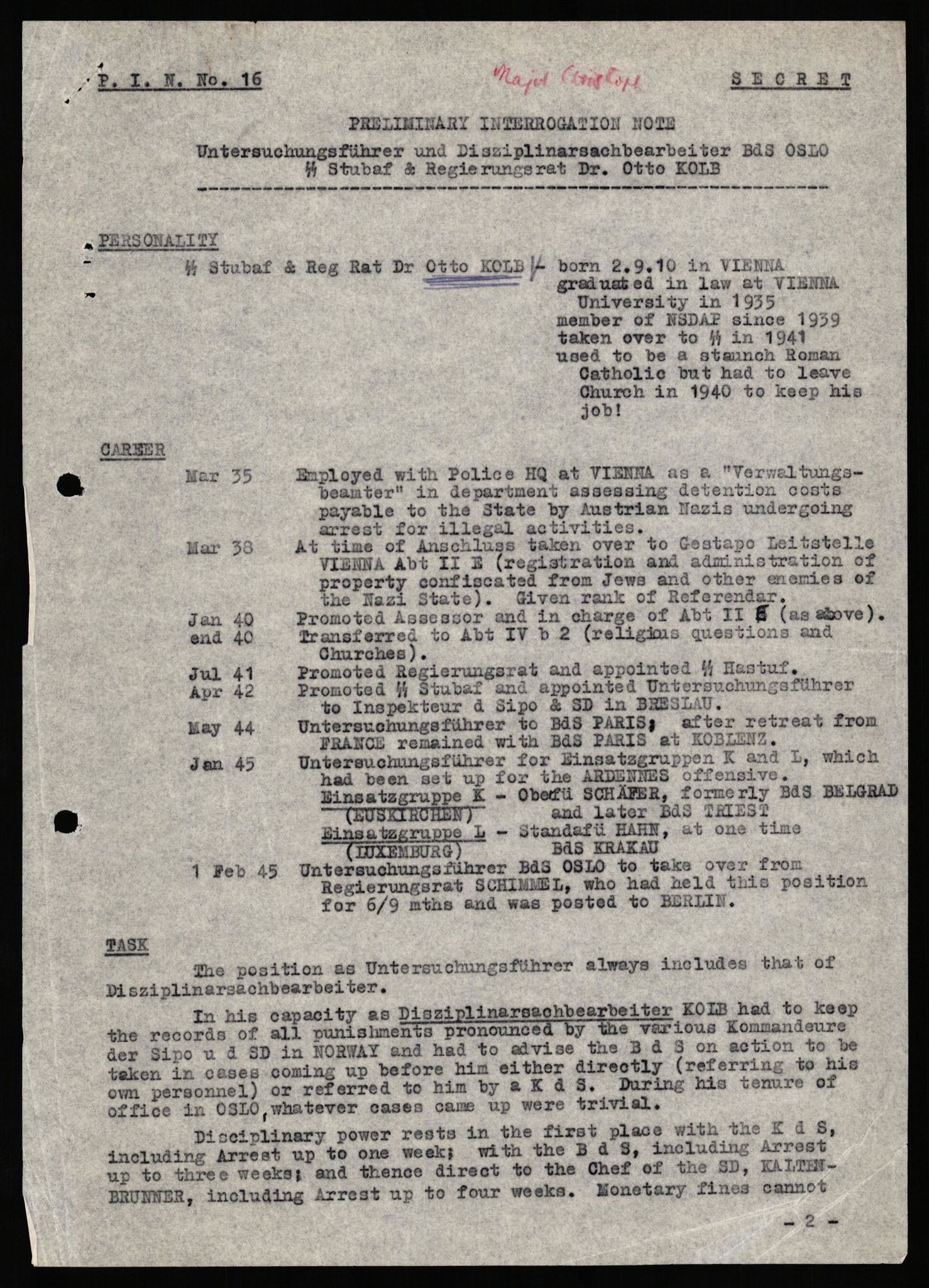 Forsvaret, Forsvarets overkommando II, AV/RA-RAFA-3915/D/Db/L0039: CI Questionaires. Tyske okkupasjonsstyrker i Norge. Østerrikere., 1945-1946, p. 202