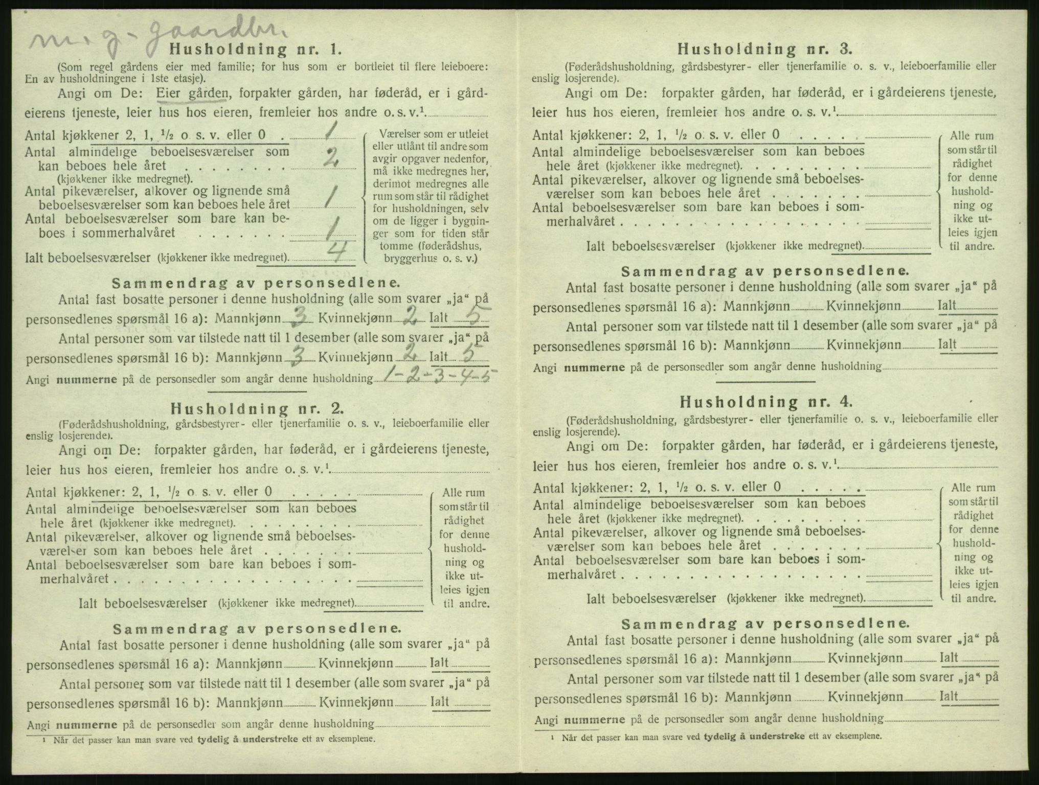 SAT, 1920 census for Vatne, 1920, p. 435