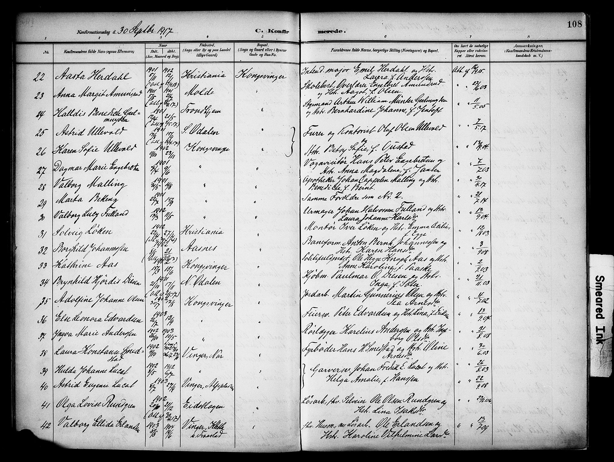 Vinger prestekontor, AV/SAH-PREST-024/H/Ha/Haa/L0016: Parish register (official) no. 16, 1898-1920, p. 108