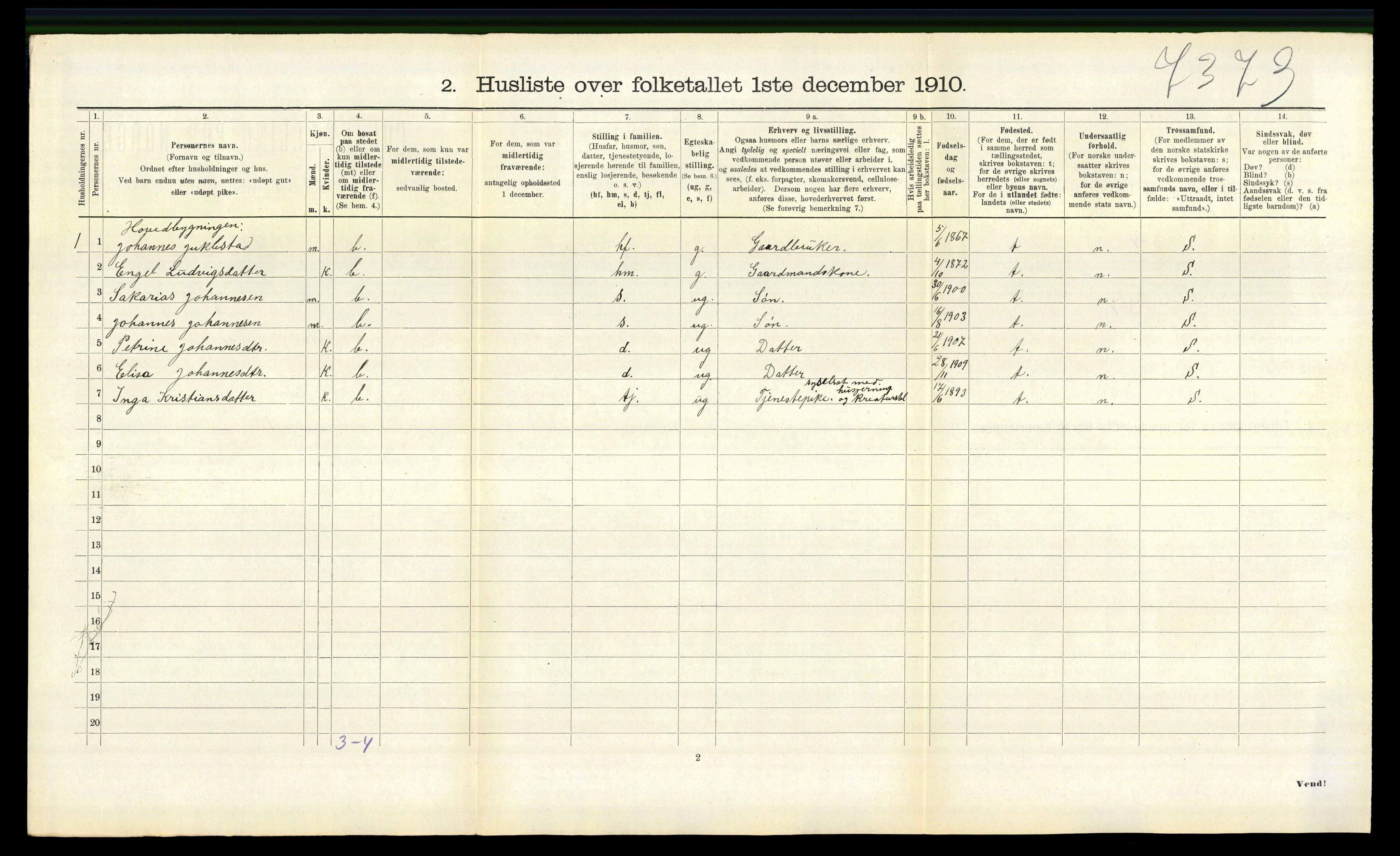 RA, 1910 census for Jølster, 1910, p. 387