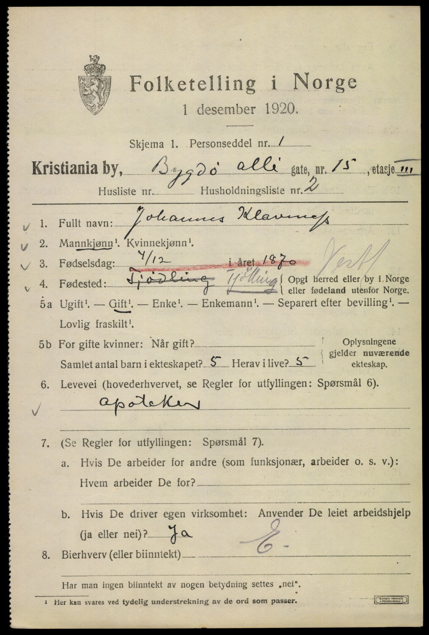 SAO, 1920 census for Kristiania, 1920, p. 176767