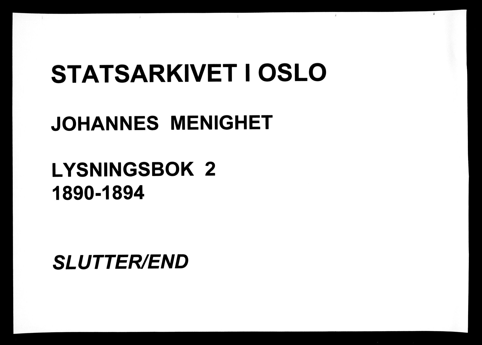 Johannes prestekontor Kirkebøker, AV/SAO-A-10852/H/Ha/L0002: Banns register no. 2, 1890-1894