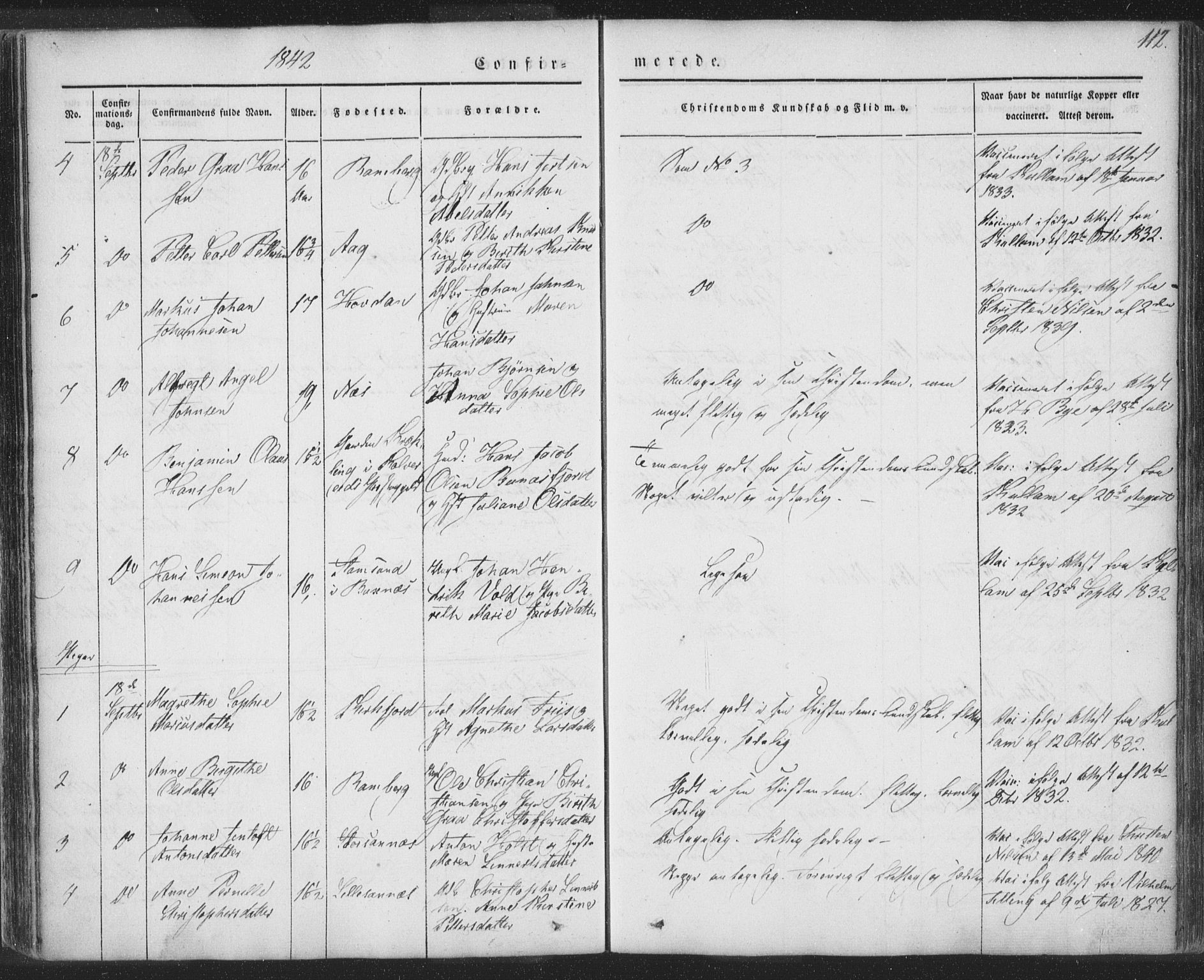 Ministerialprotokoller, klokkerbøker og fødselsregistre - Nordland, AV/SAT-A-1459/885/L1202: Parish register (official) no. 885A03, 1838-1859, p. 112