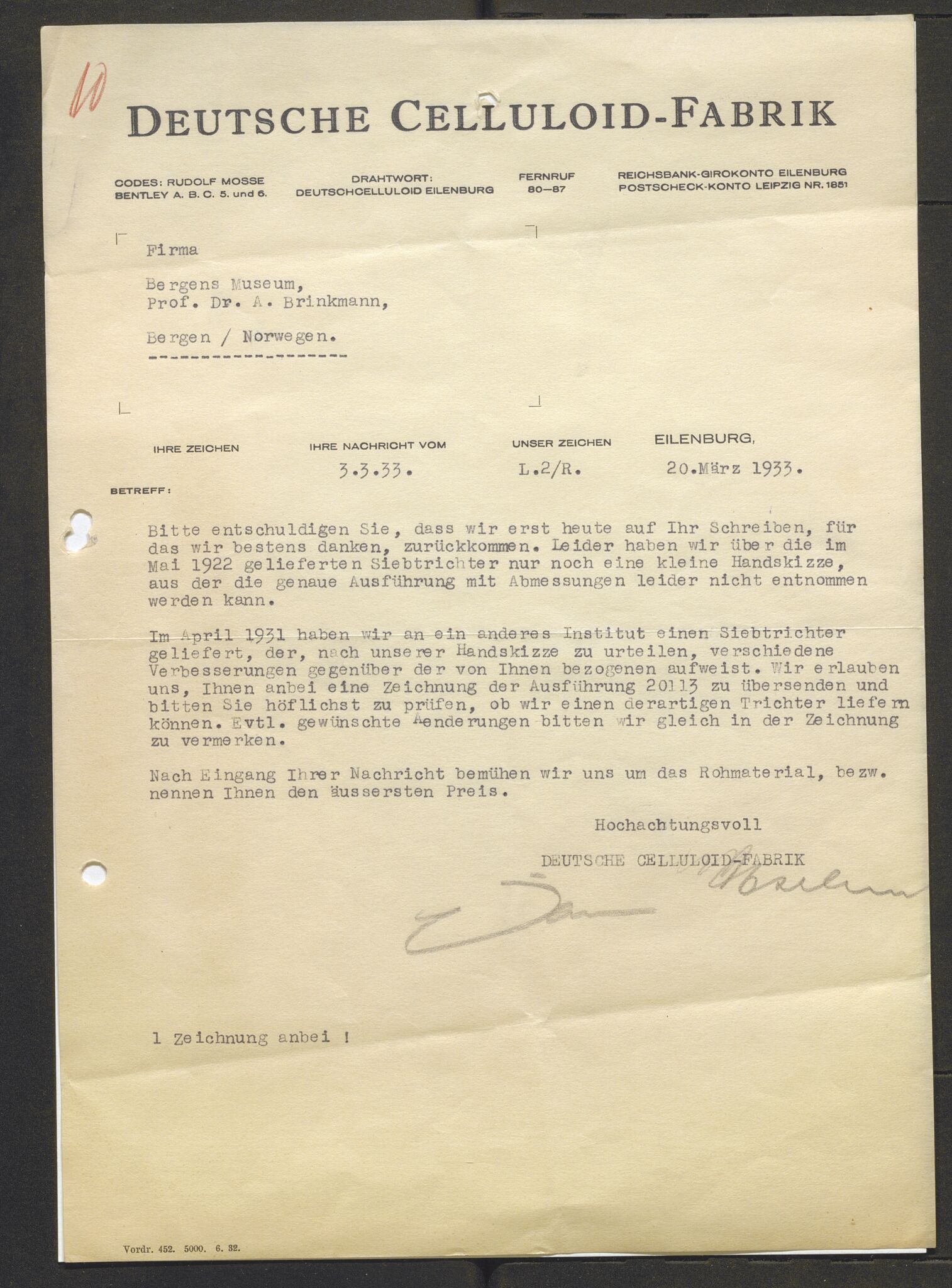 Bergens Museum, AV/SAB-A-17301/13/D/L0002: Korrespondanse , 1928-1940, p. 407