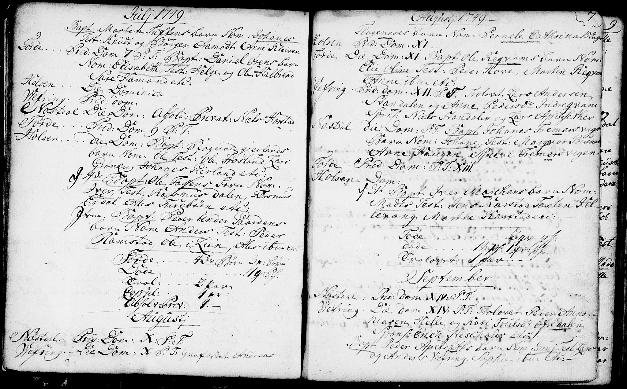 Førde sokneprestembete, AV/SAB-A-79901/H/Haa/Haaa/L0003: Parish register (official) no. A 3, 1749-1764, p. 7