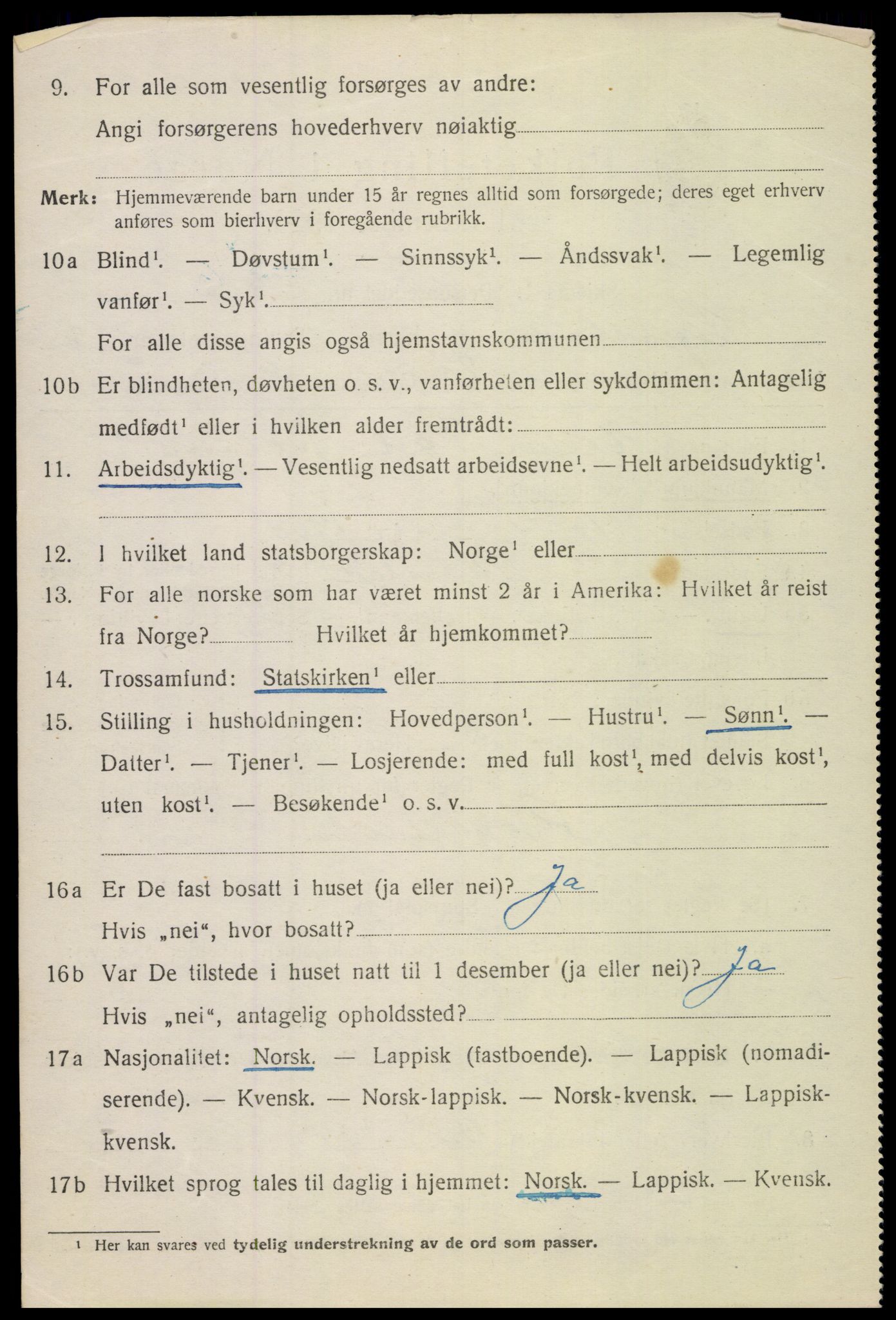 SAT, 1920 census for Skjerstad, 1920, p. 1470