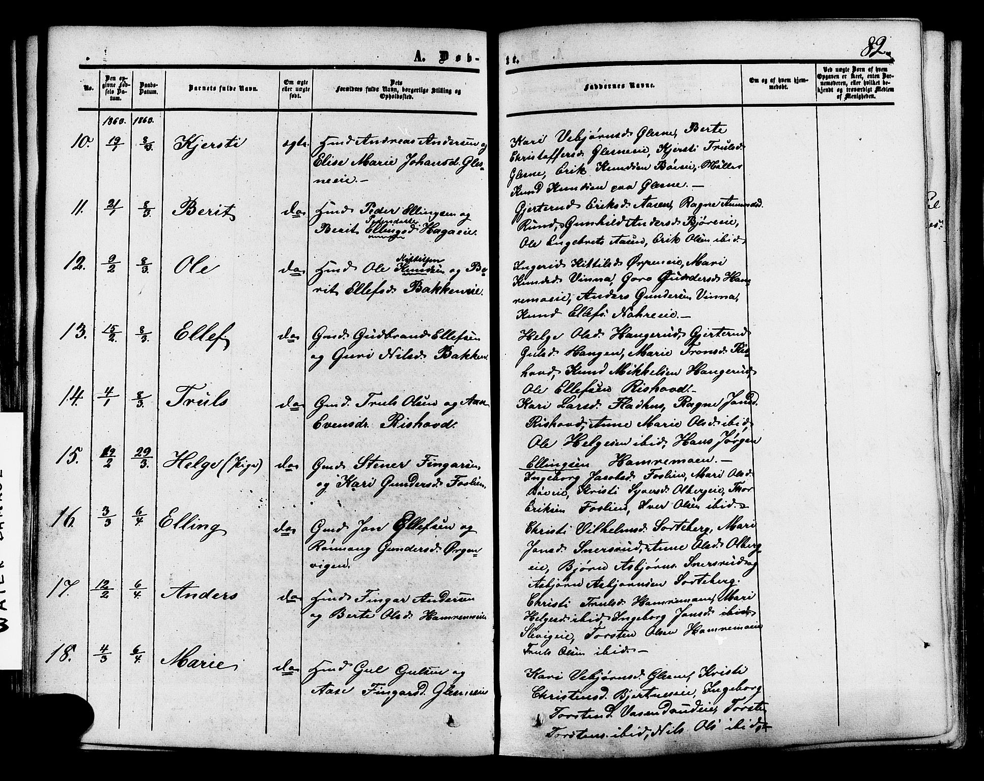 Krødsherad kirkebøker, SAKO/A-19/F/Fa/L0003: Parish register (official) no. 3, 1851-1872, p. 82