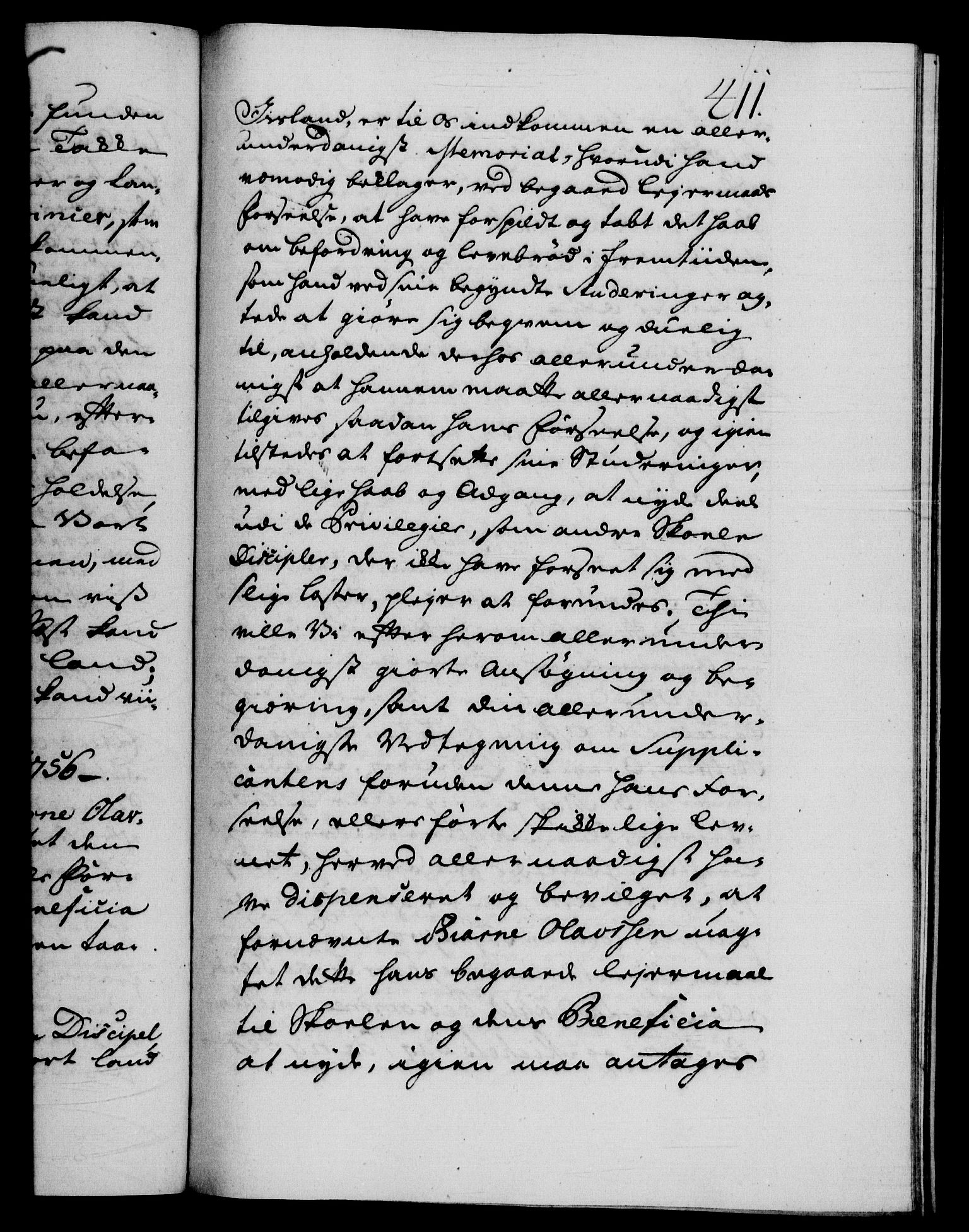 Danske Kanselli 1572-1799, AV/RA-EA-3023/F/Fc/Fca/Fcab/L0035: Norske tegnelser, 1755-1756, p. 411a