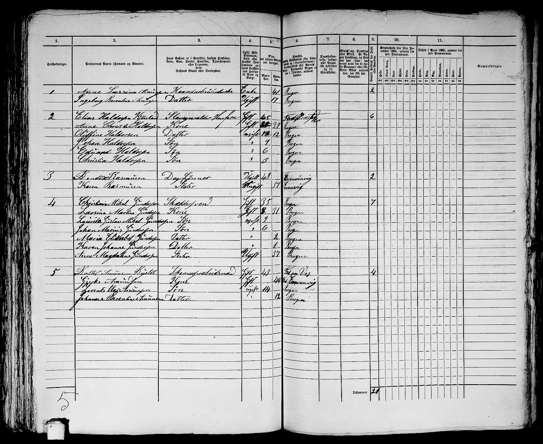 RA, 1865 census for Bergen, 1865, p. 4427