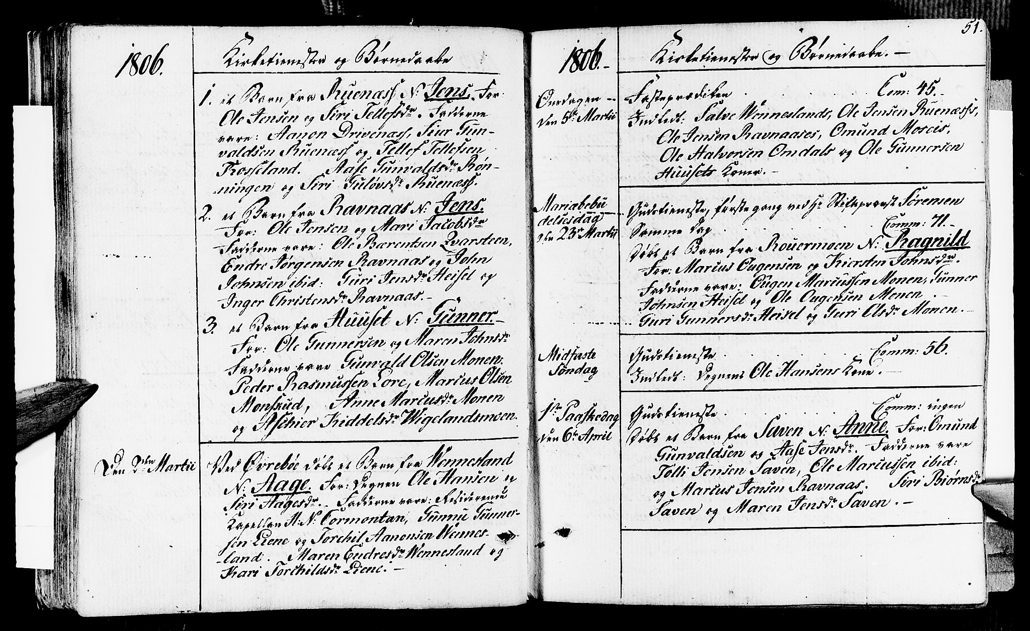 Vennesla sokneprestkontor, AV/SAK-1111-0045/Fa/Fab/L0002: Parish register (official) no. A 2, 1794-1834, p. 51