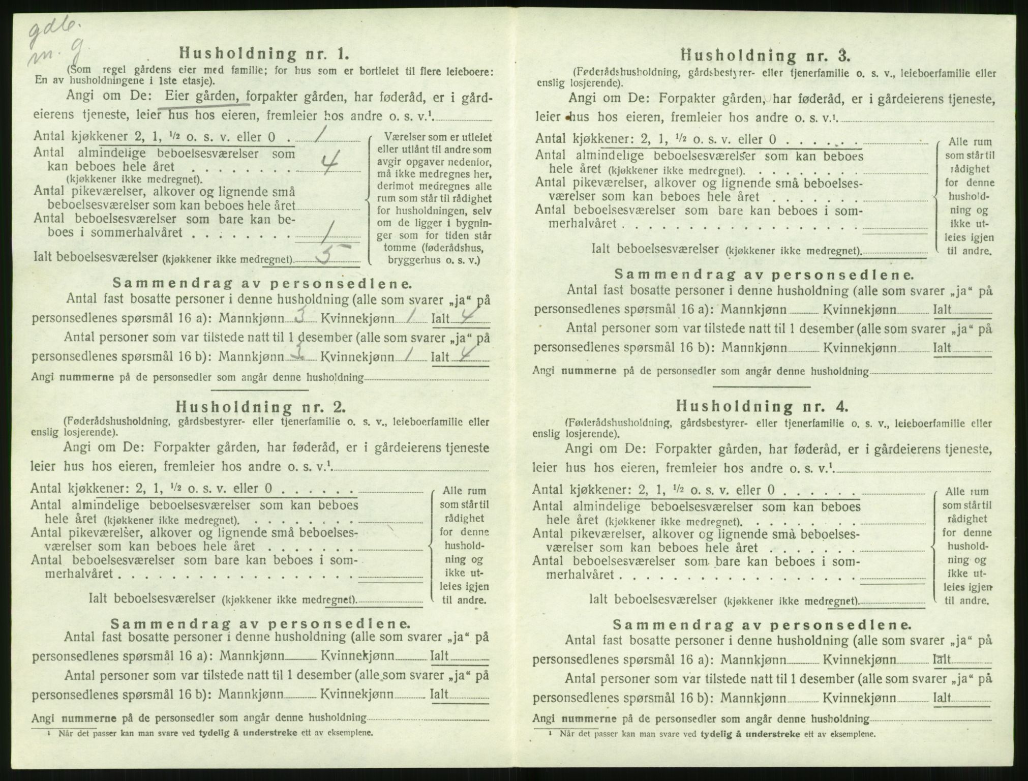 SAT, 1920 census for Volda, 1920, p. 1489