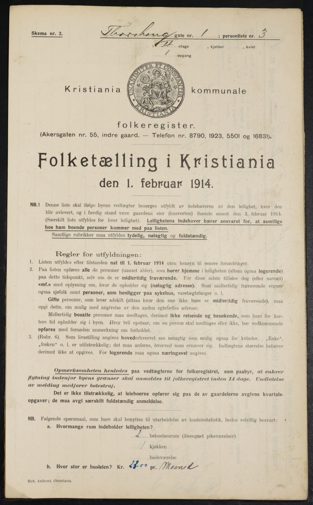 OBA, Municipal Census 1914 for Kristiania, 1914, p. 115252