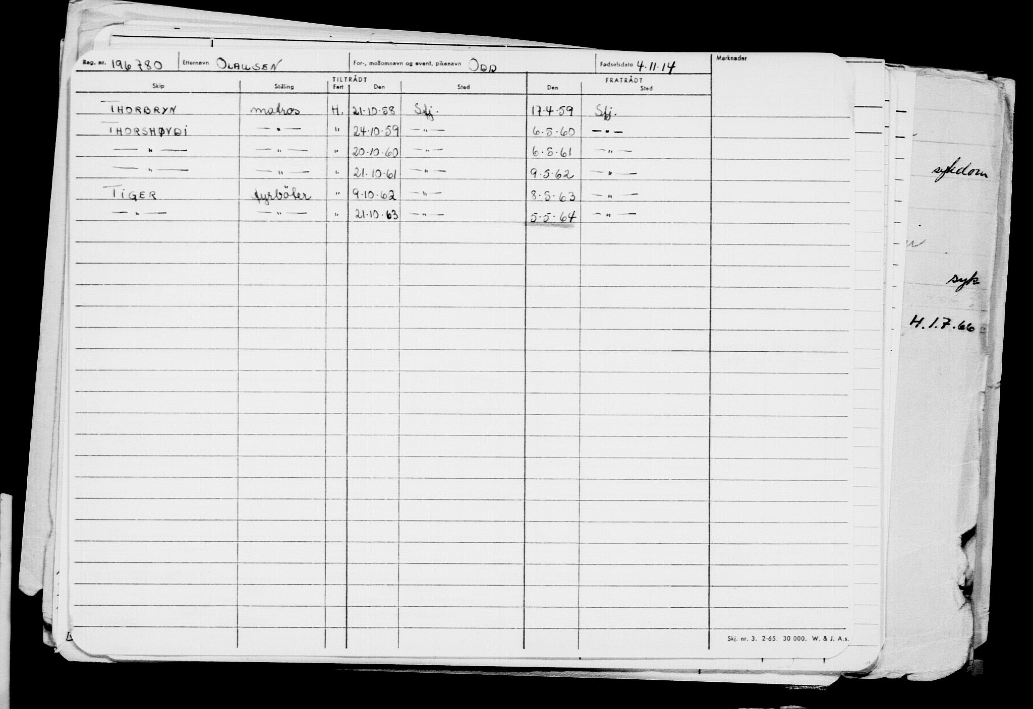 Direktoratet for sjømenn, AV/RA-S-3545/G/Gb/L0125: Hovedkort, 1914, p. 66