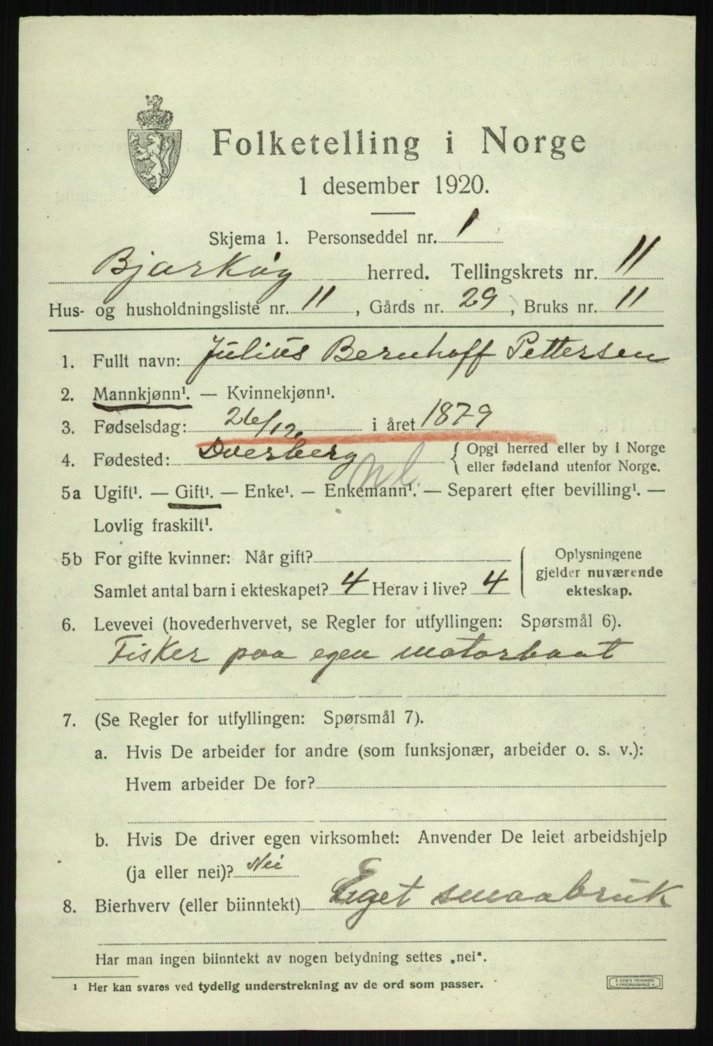 SATØ, 1920 census for Bjarkøy, 1920, p. 4399