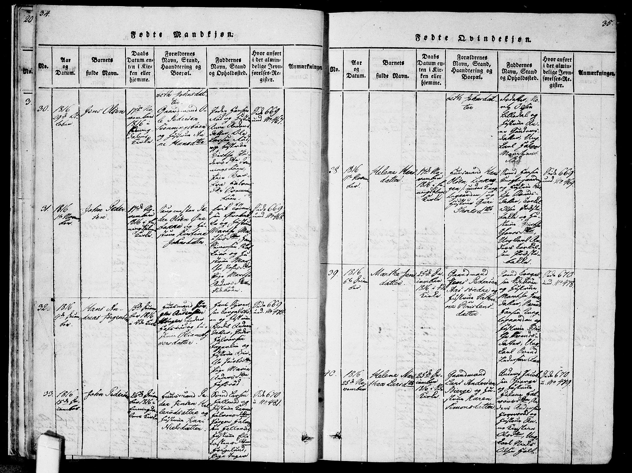 Idd prestekontor Kirkebøker, AV/SAO-A-10911/F/Fc/L0002: Parish register (official) no. III 2, 1815-1831, p. 34-35