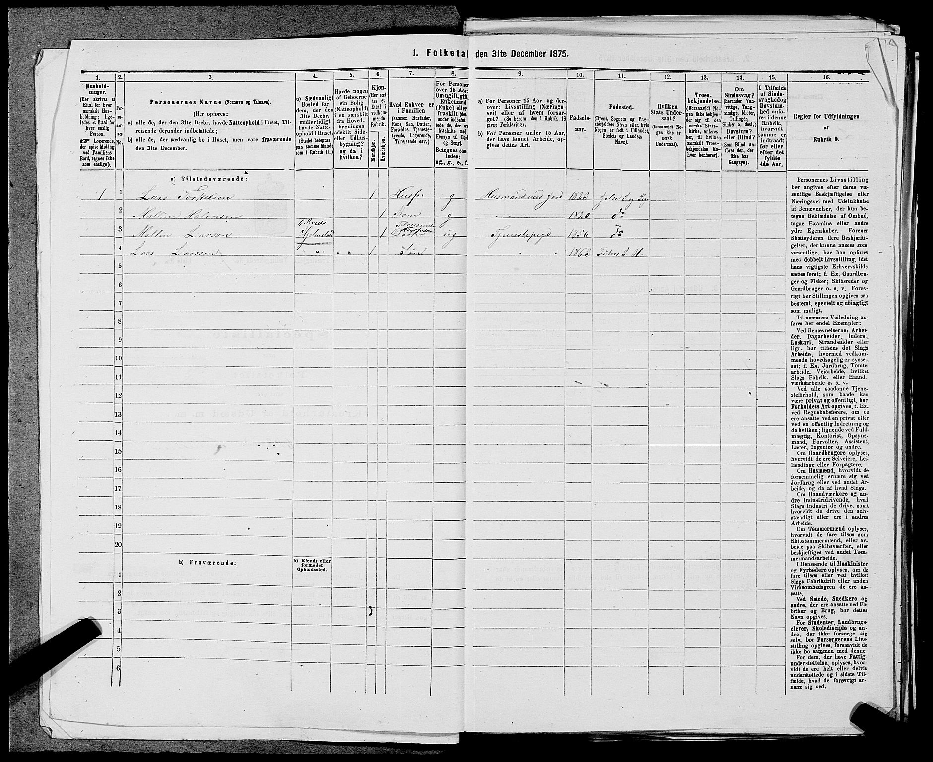 SAST, 1875 census for 1133P Hjelmeland, 1875, p. 906