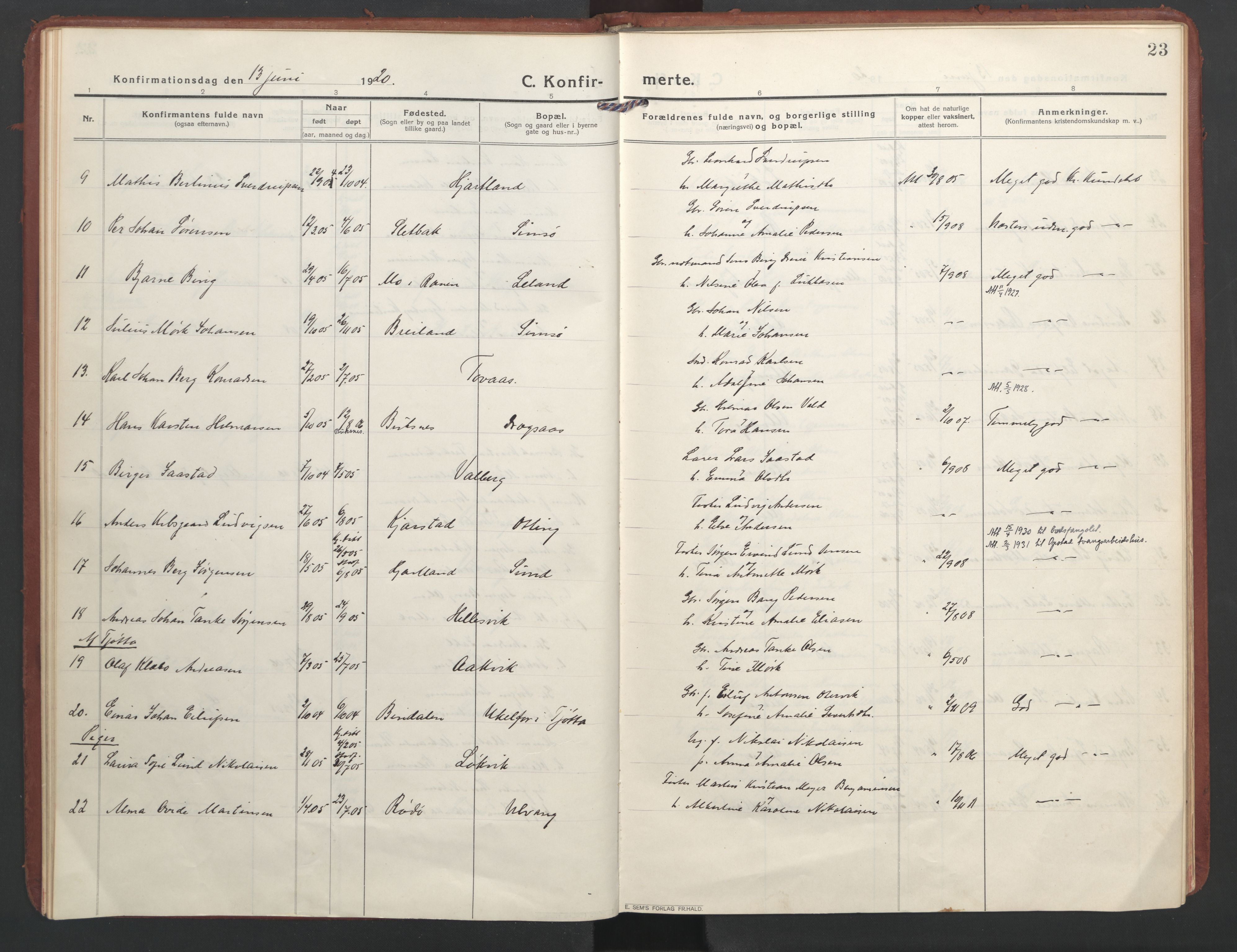 Ministerialprotokoller, klokkerbøker og fødselsregistre - Nordland, SAT/A-1459/832/L0492: Parish register (official) no. 832A01, 1916-1934, p. 23