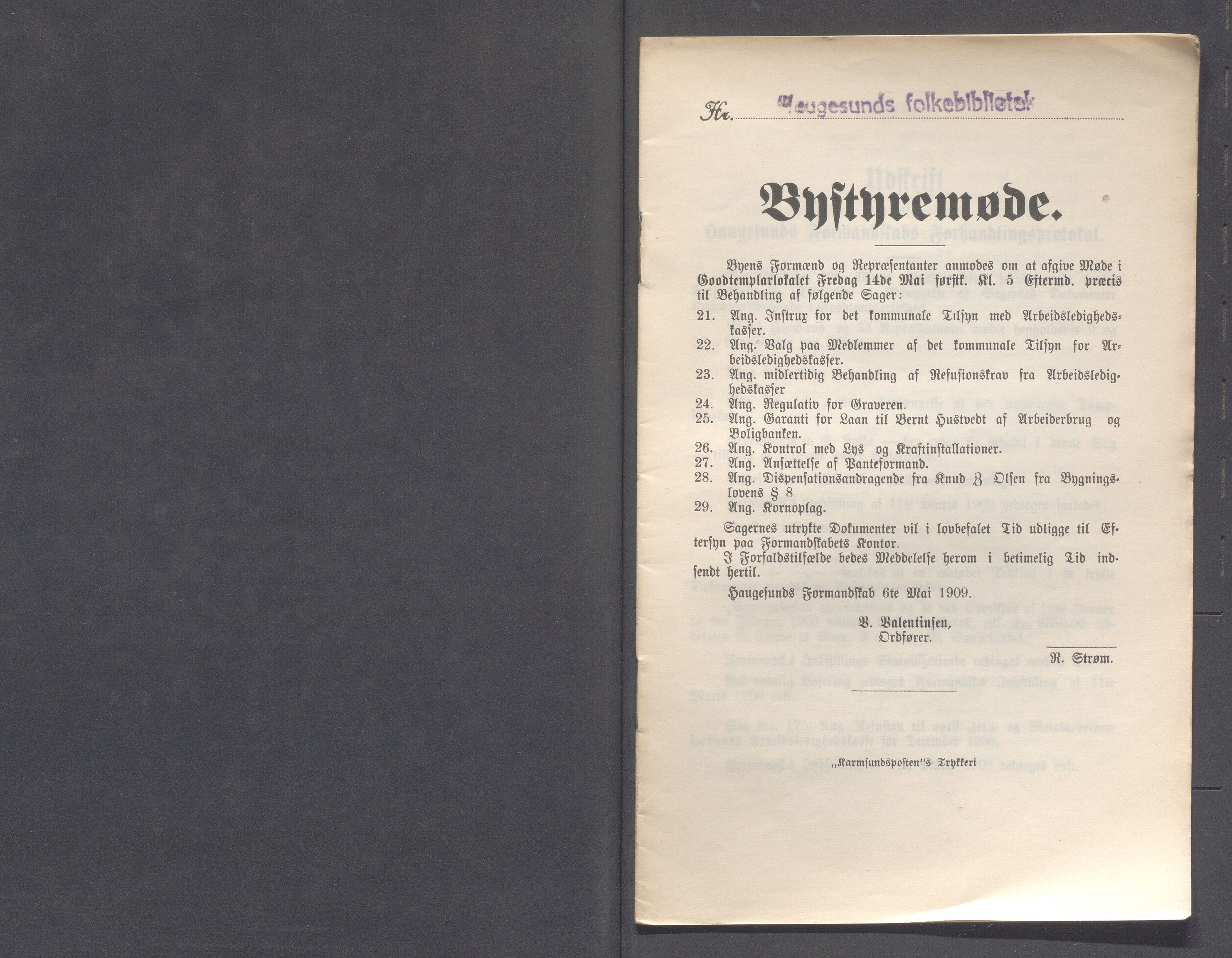 Haugesund kommune - Formannskapet og Bystyret, IKAR/A-740/A/Abb/L0002: Bystyreforhandlinger, 1908-1917, p. 238