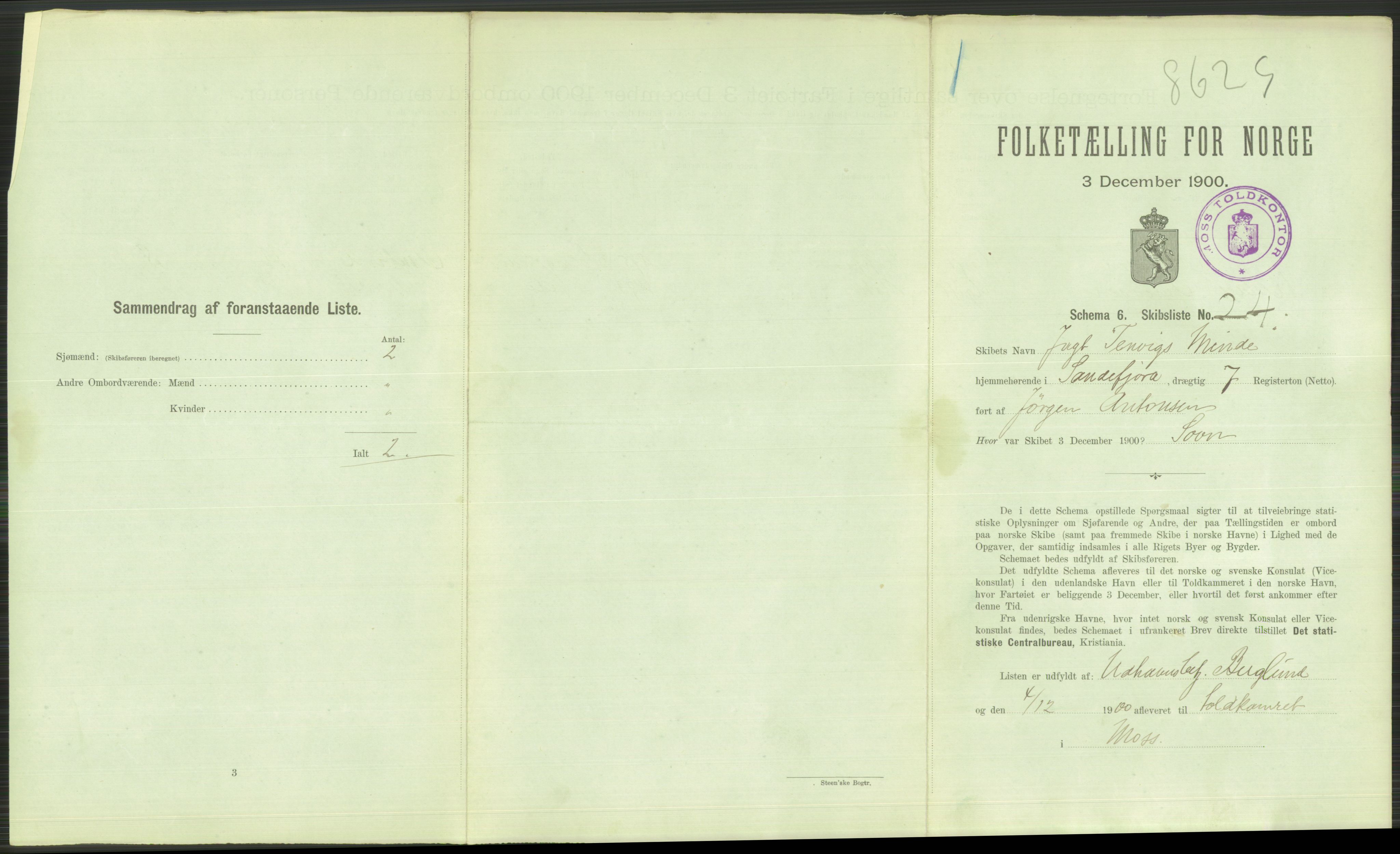 RA, 1900 Census - ship lists from ships in Norwegian harbours, harbours abroad and at sea, 1900, p. 147