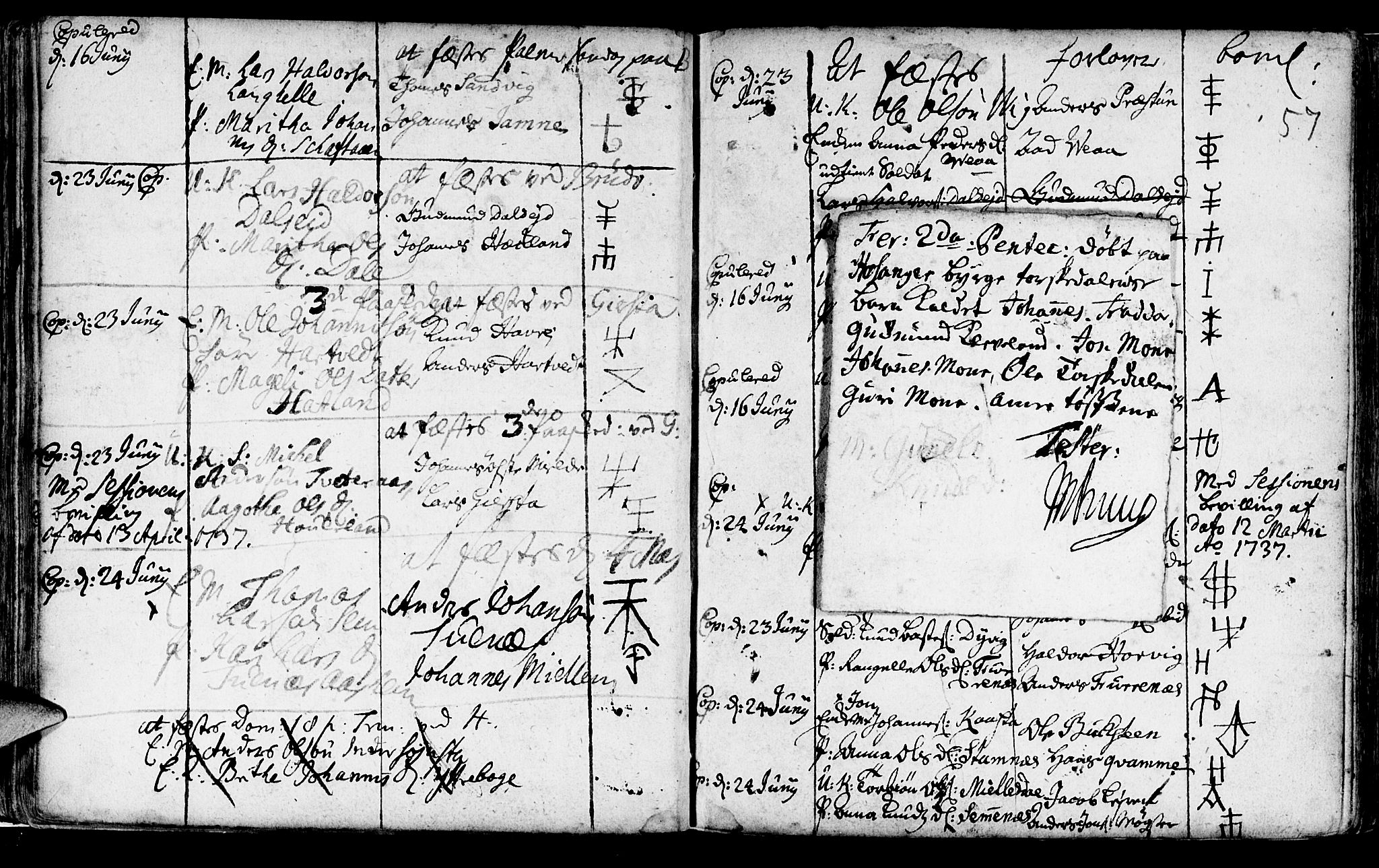 Haus sokneprestembete, AV/SAB-A-75601/H/Haa: Parish register (official) no. A 5, 1733-1747, p. 57