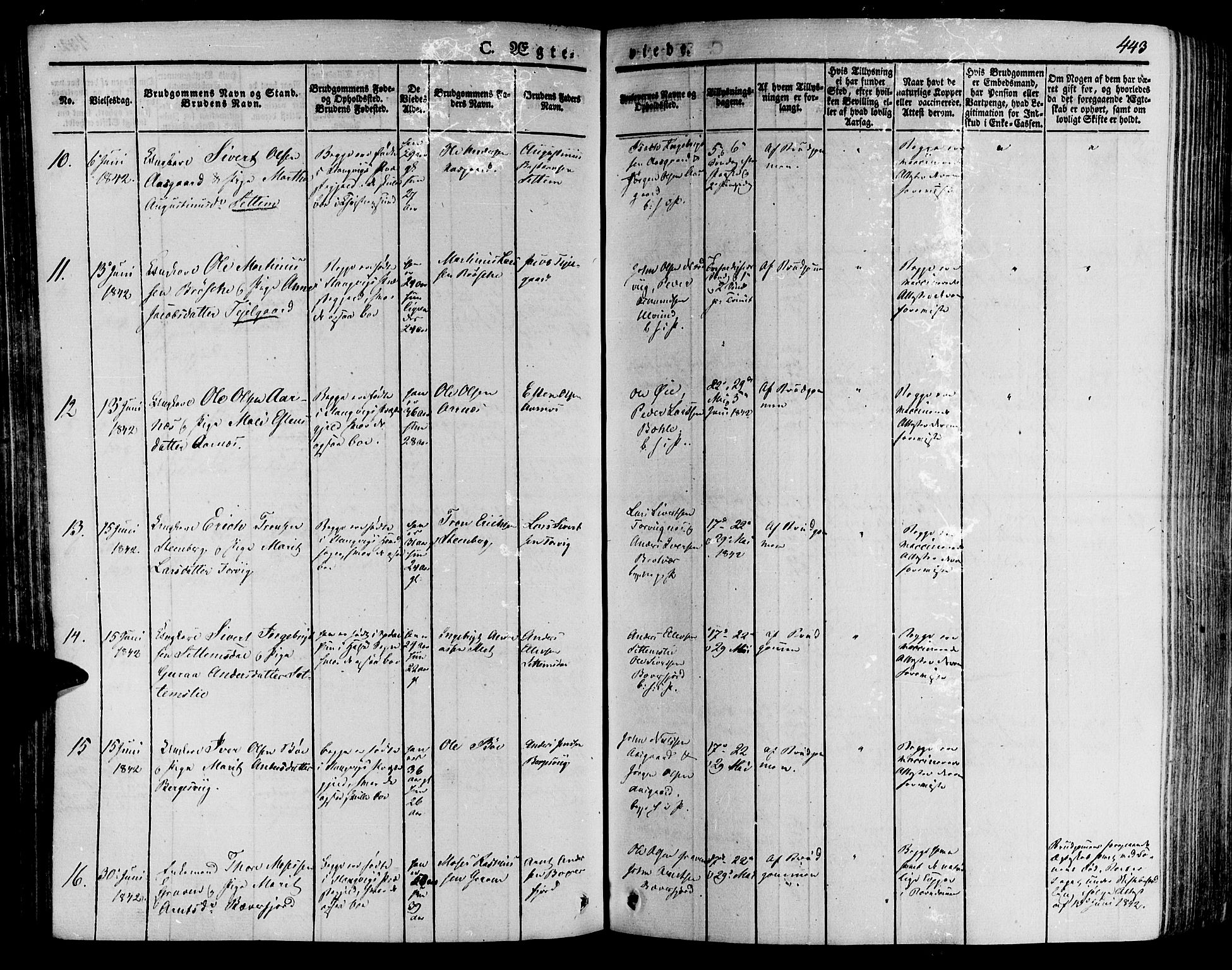 Ministerialprotokoller, klokkerbøker og fødselsregistre - Møre og Romsdal, AV/SAT-A-1454/592/L1024: Parish register (official) no. 592A03 /1, 1831-1849, p. 443