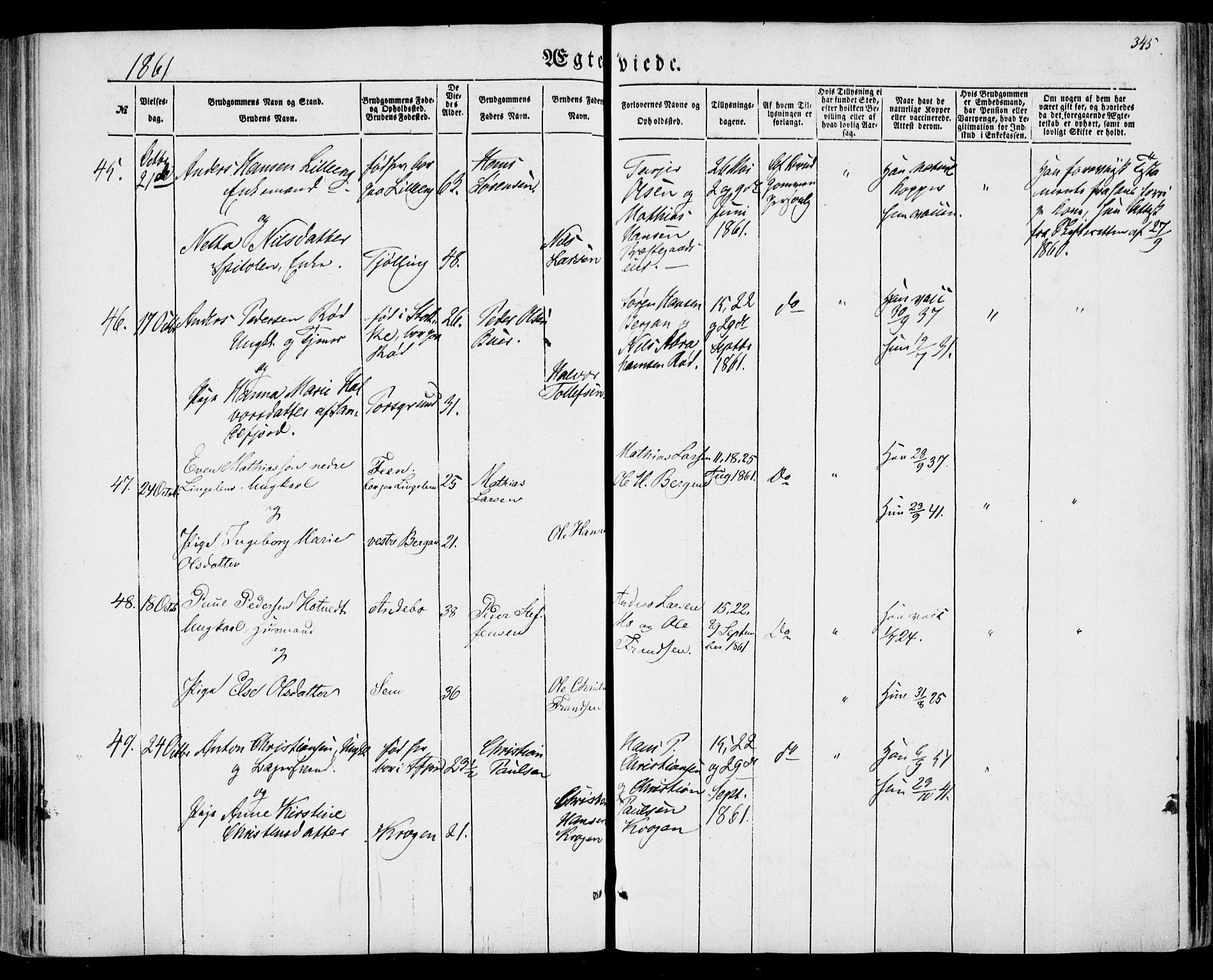 Sandar kirkebøker, SAKO/A-243/F/Fa/L0007: Parish register (official) no. 7, 1855-1861, p. 345