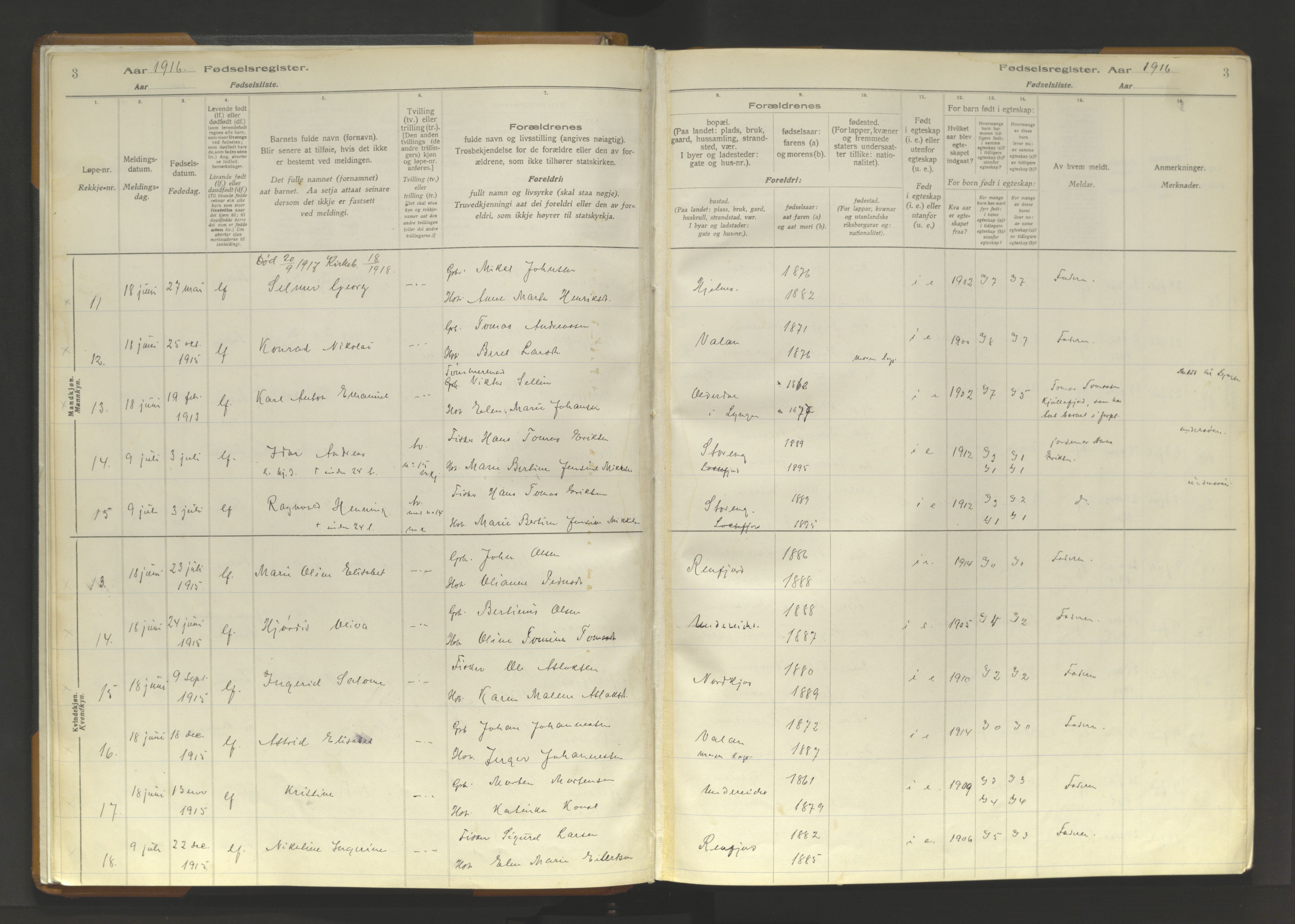 Skjervøy sokneprestkontor, SATØ/S-1300/I/Ia/L0062: Birth register no. 62, 1916-1950, p. 3