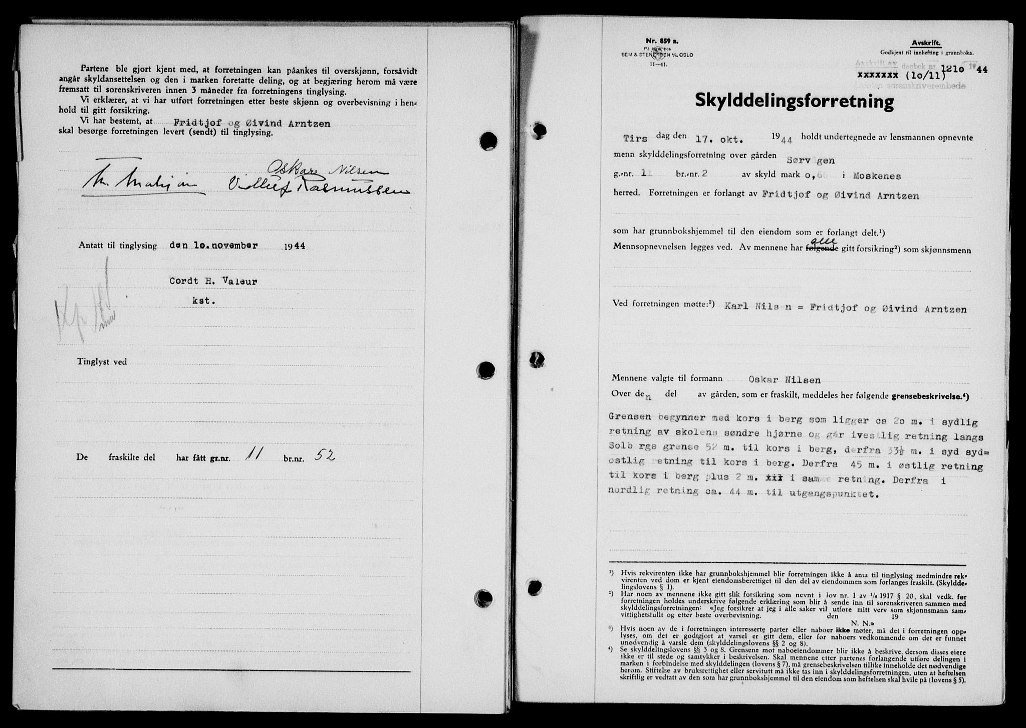 Lofoten sorenskriveri, SAT/A-0017/1/2/2C/L0012a: Mortgage book no. 12a, 1943-1944, Diary no: : 1210/1944