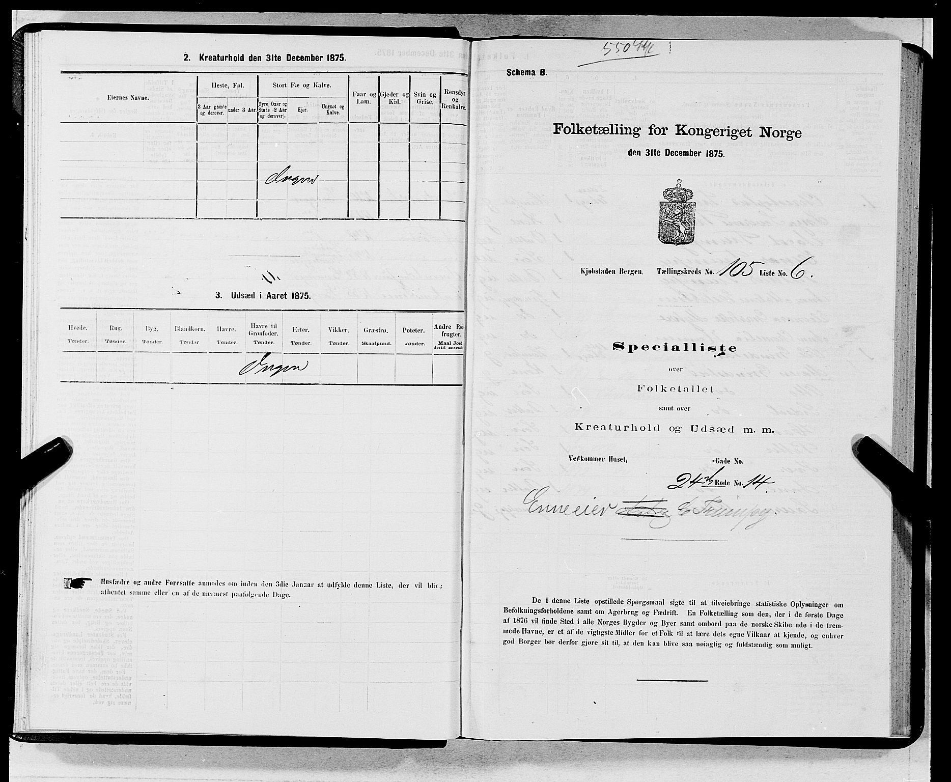 SAB, 1875 census for 1301 Bergen, 1875, p. 5712