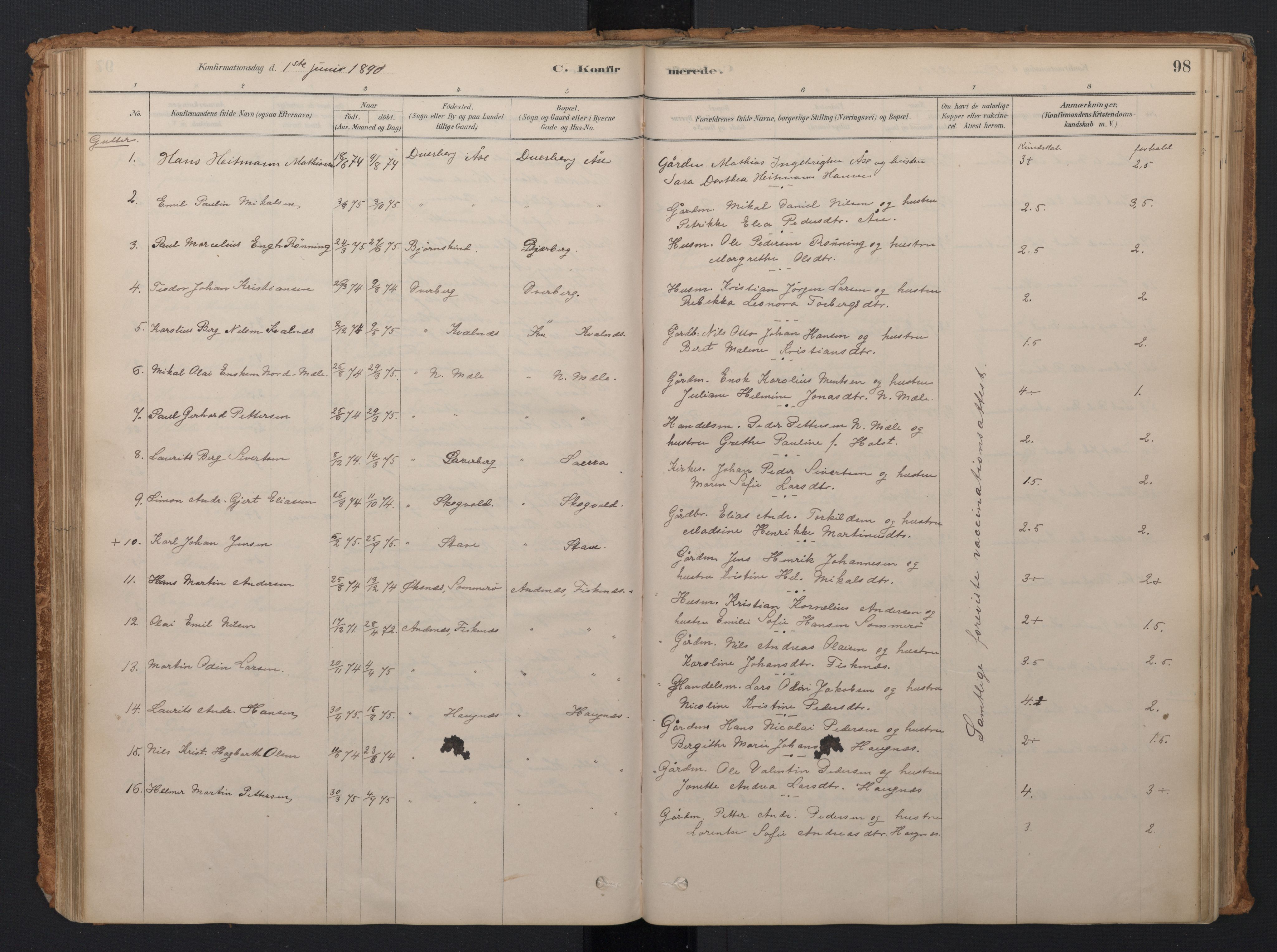 Ministerialprotokoller, klokkerbøker og fødselsregistre - Nordland, AV/SAT-A-1459/897/L1399: Parish register (official) no. 897A06, 1881-1896, p. 98