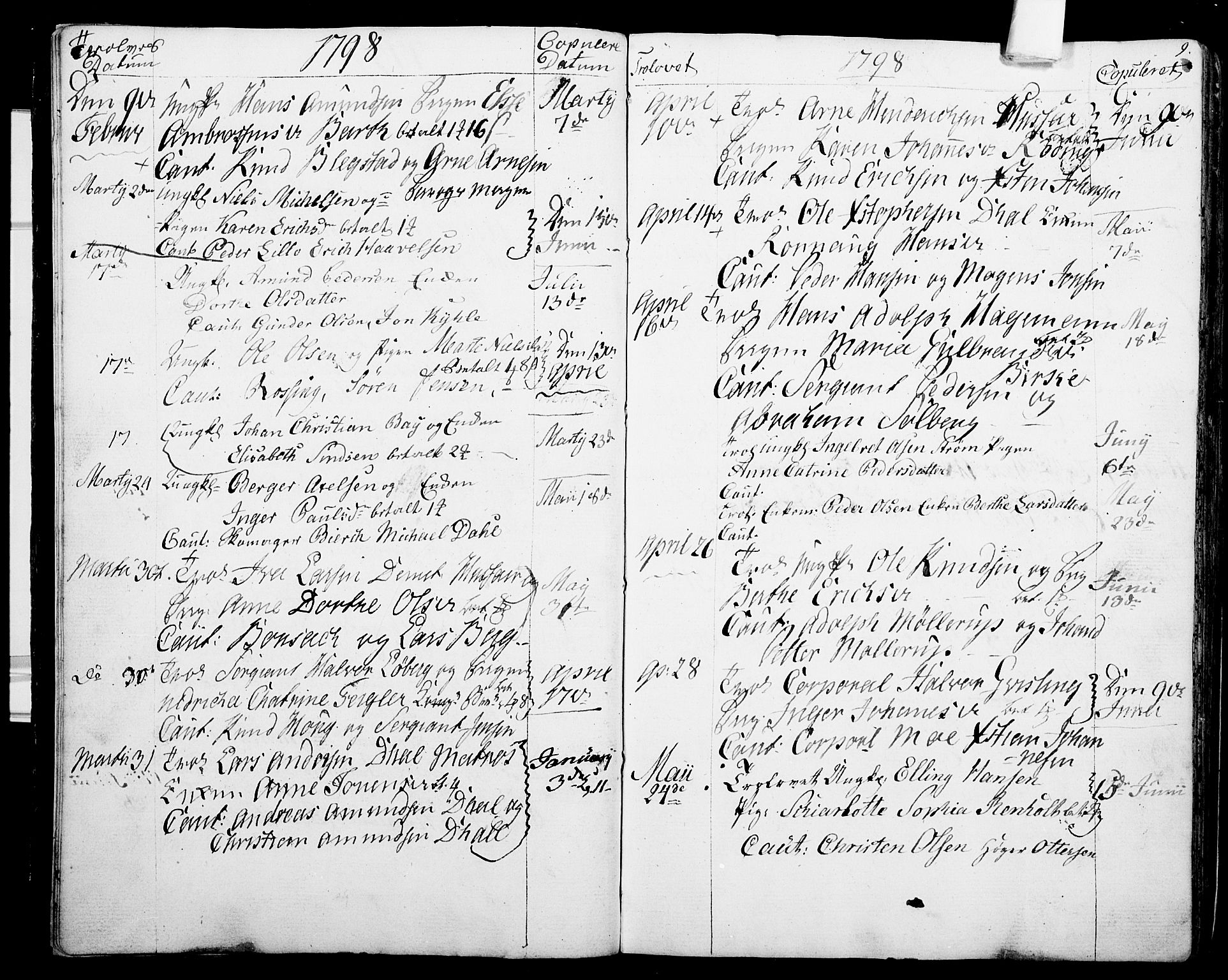 Garnisonsmenigheten Kirkebøker, SAO/A-10846/G/Ga/L0001: Parish register (copy) no. 1, 1796-1814, p. 8-9