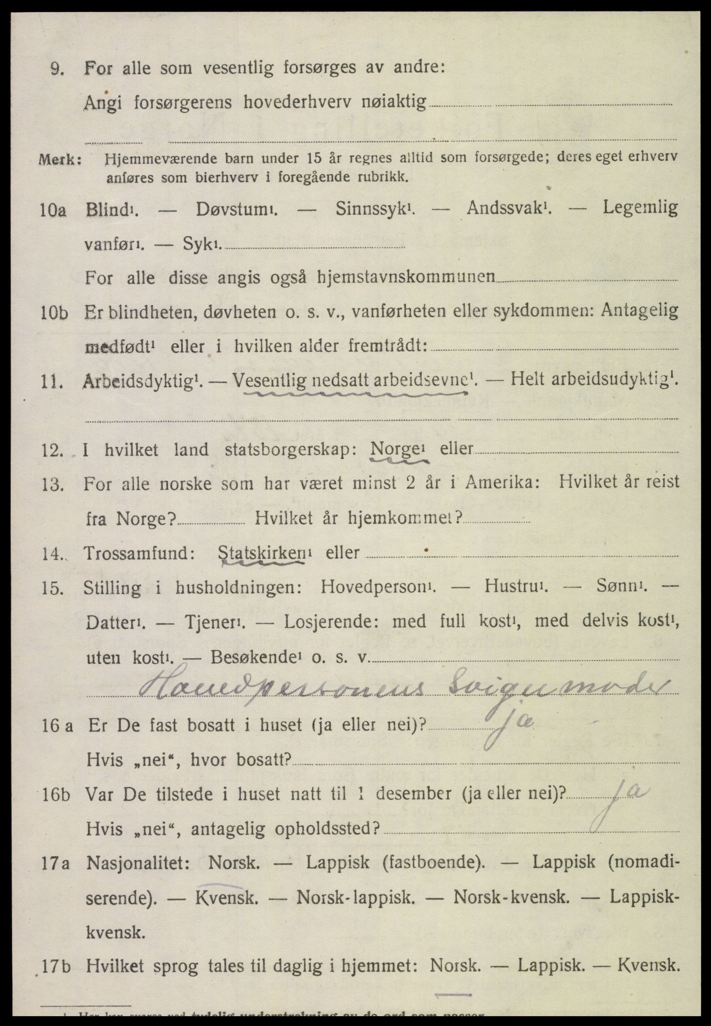 SAT, 1920 census for Kvam, 1920, p. 1578