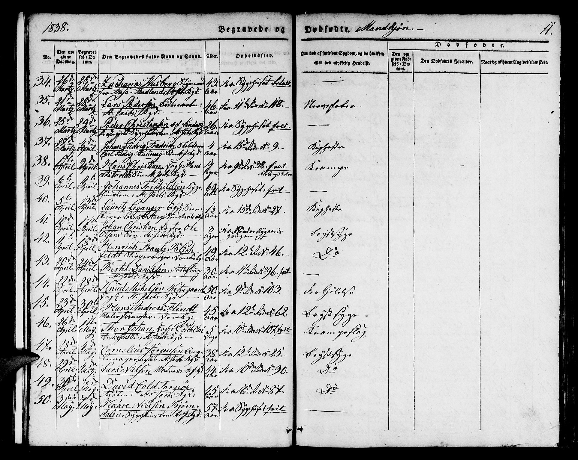 Domkirken sokneprestembete, SAB/A-74801/H/Hab/L0037: Parish register (copy) no. E 1, 1836-1848, p. 11