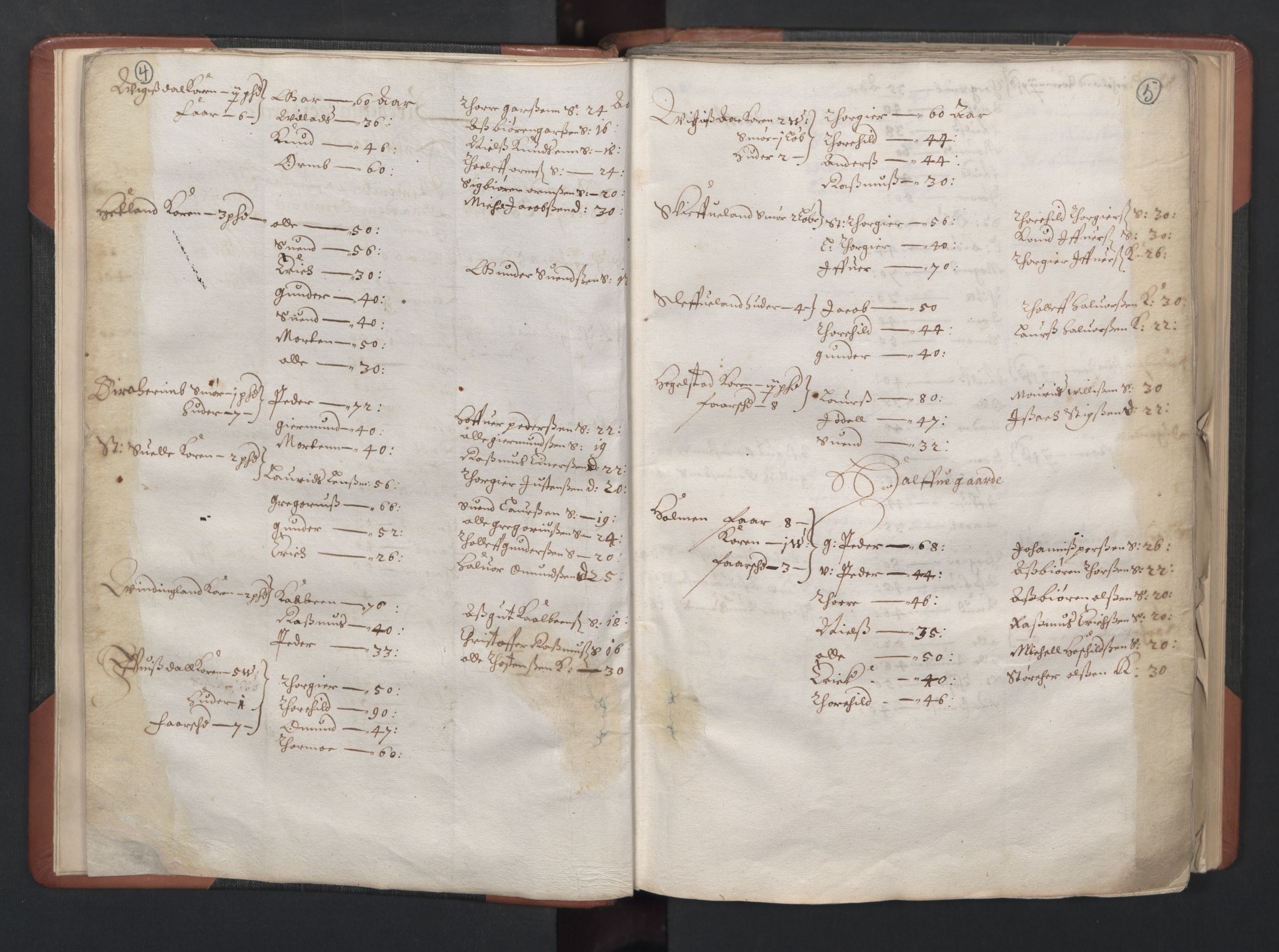 RA, Bailiff's Census 1664-1666, no. 11: Jæren and Dalane fogderi, 1664, p. 4-5