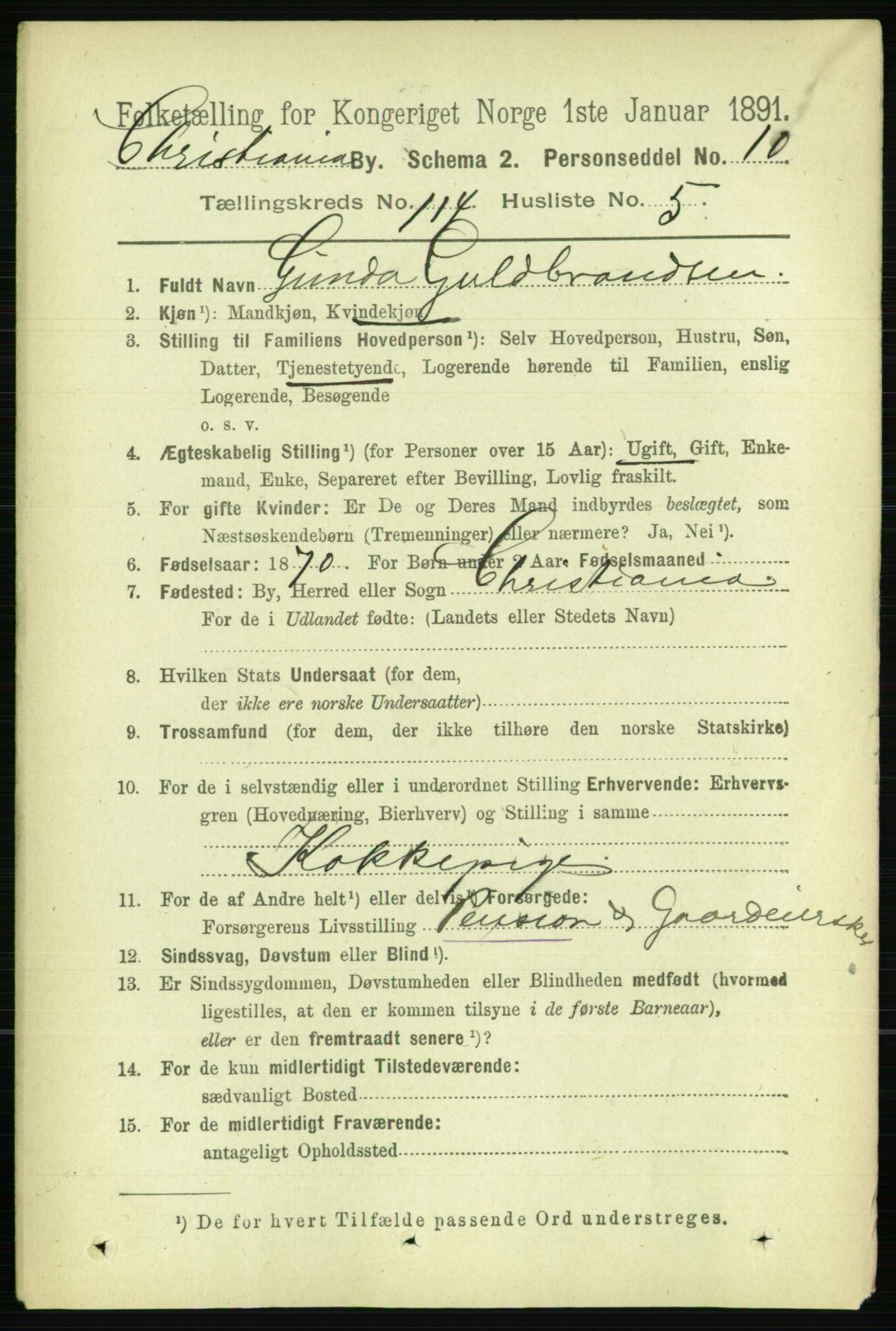 RA, 1891 census for 0301 Kristiania, 1891, p. 60910